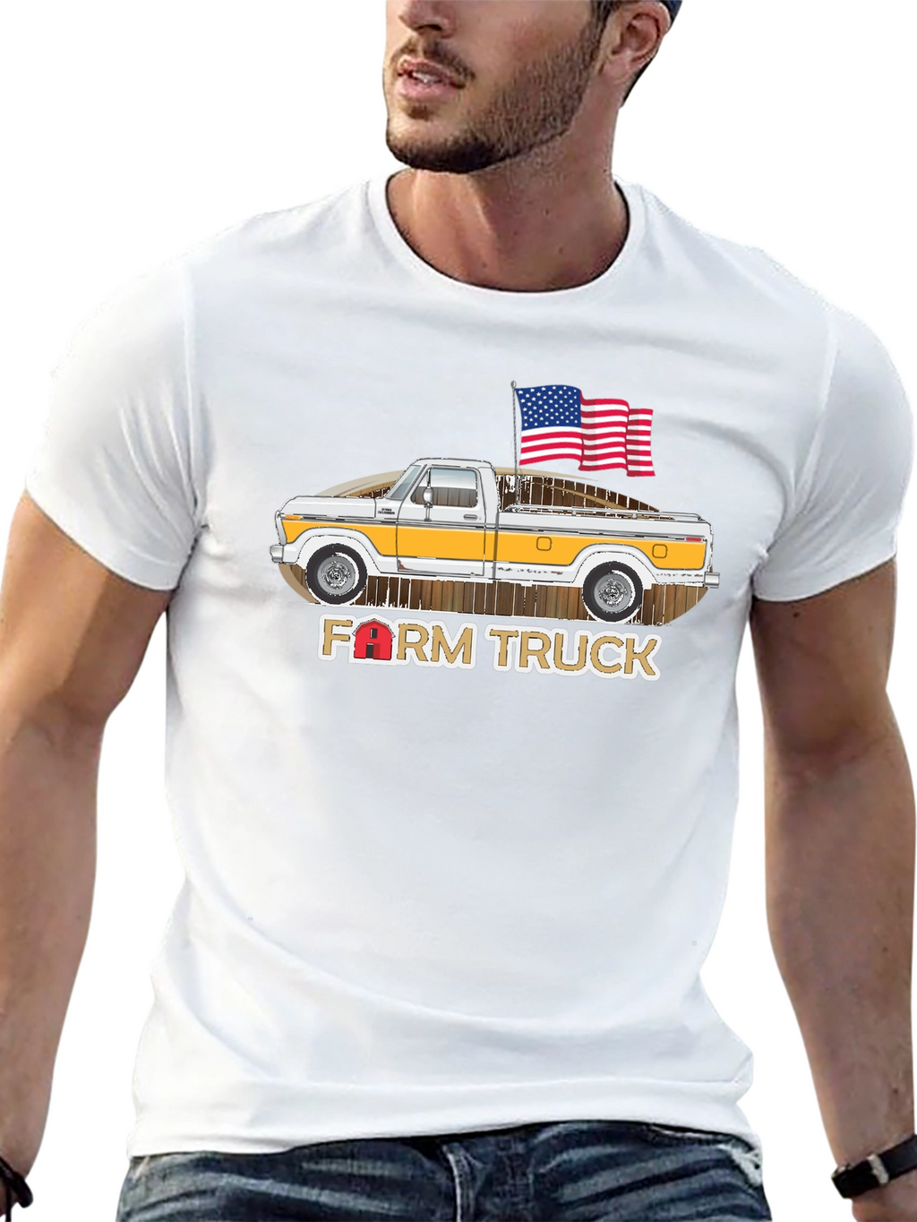 Farm Truck American Flag Graphic Tee