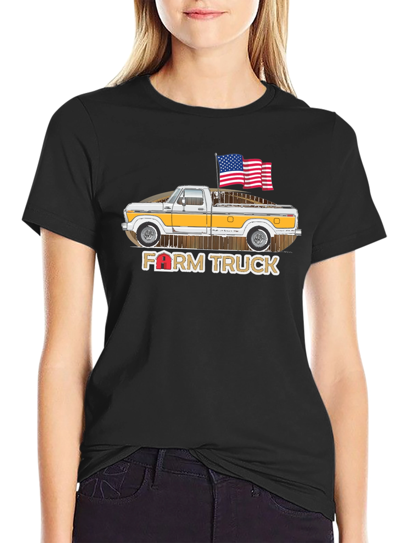 Farm Truck American Flag Graphic Tee