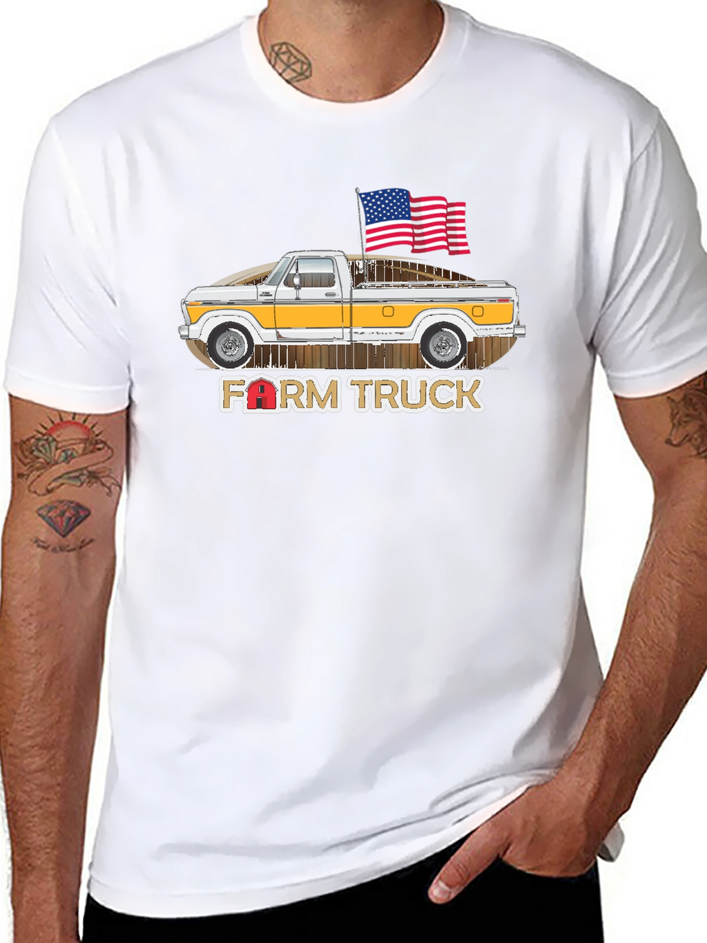 Farm Truck American Flag Graphic Tee