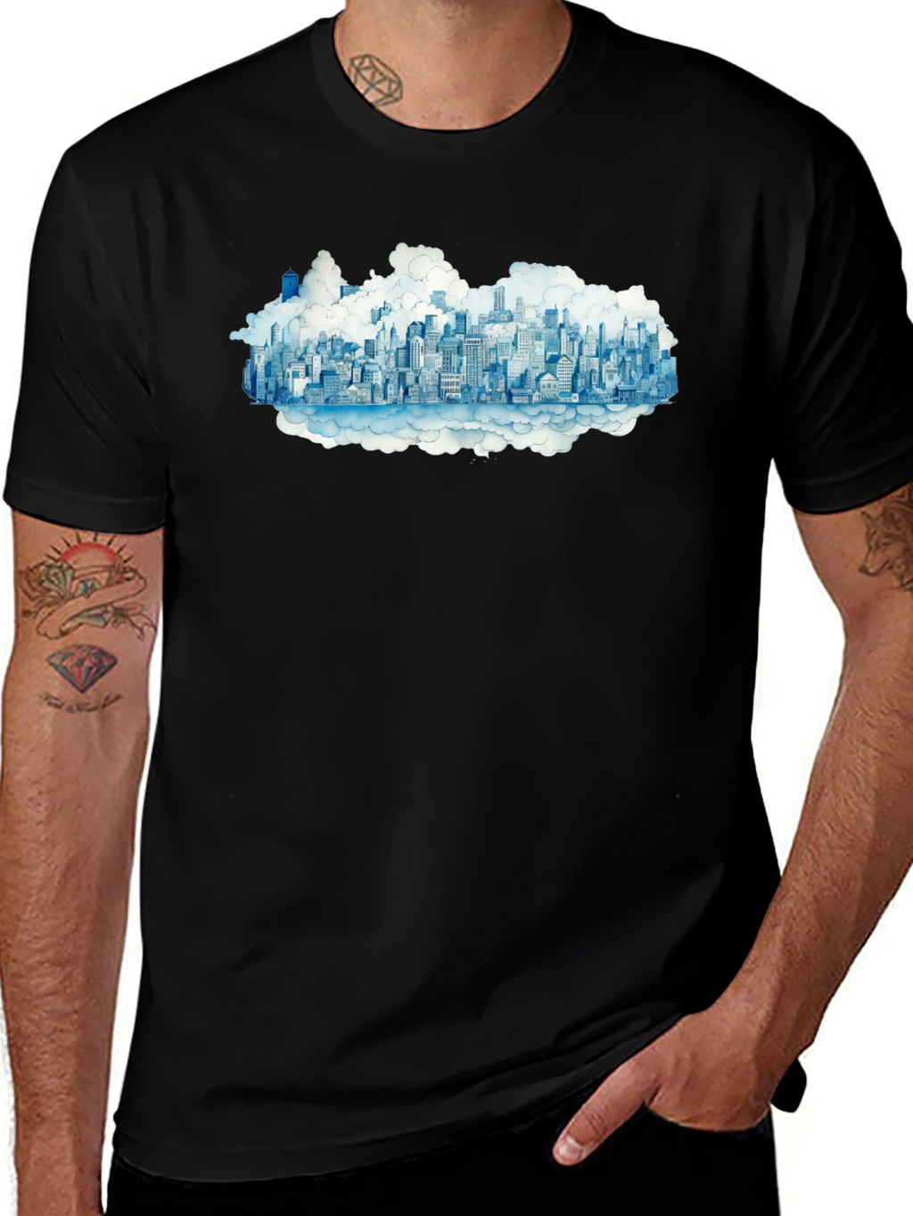 City in the Clouds Black Tee