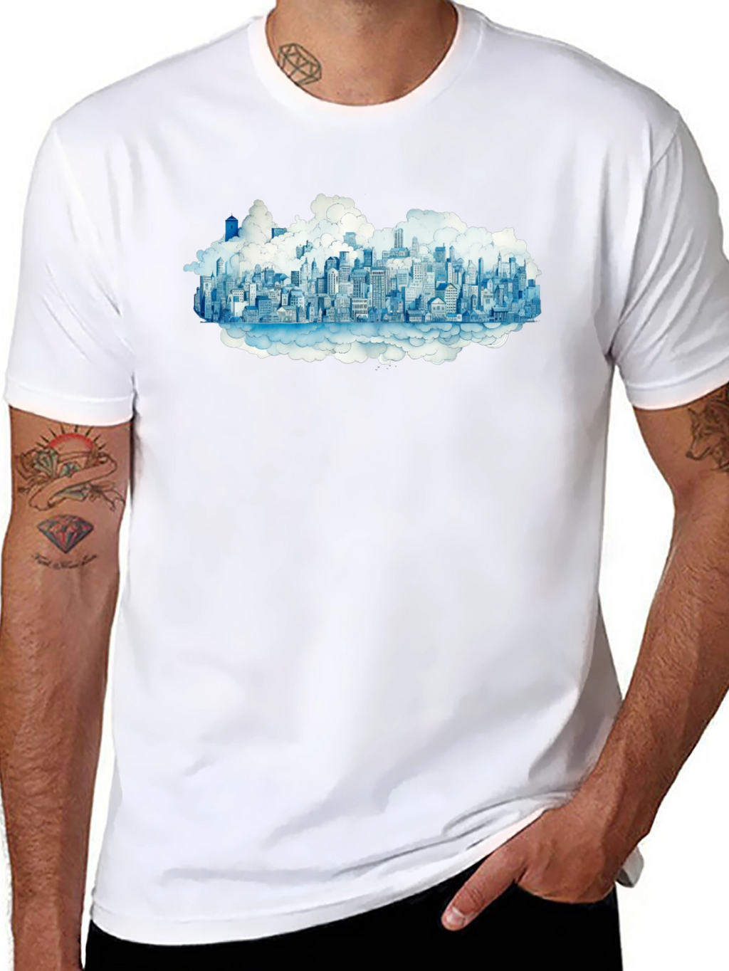 City in the Clouds Black Tee