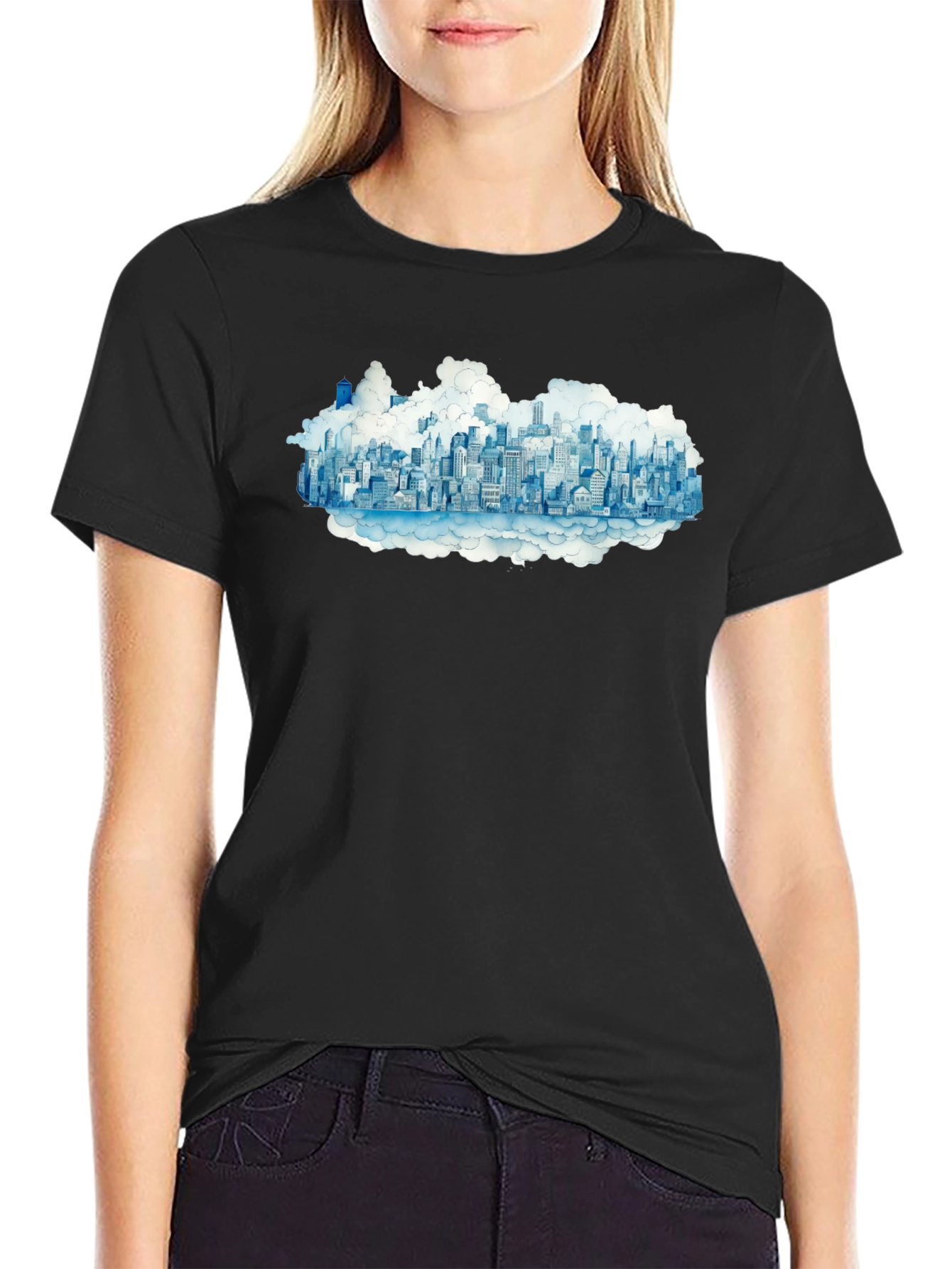City in the Clouds Black Tee