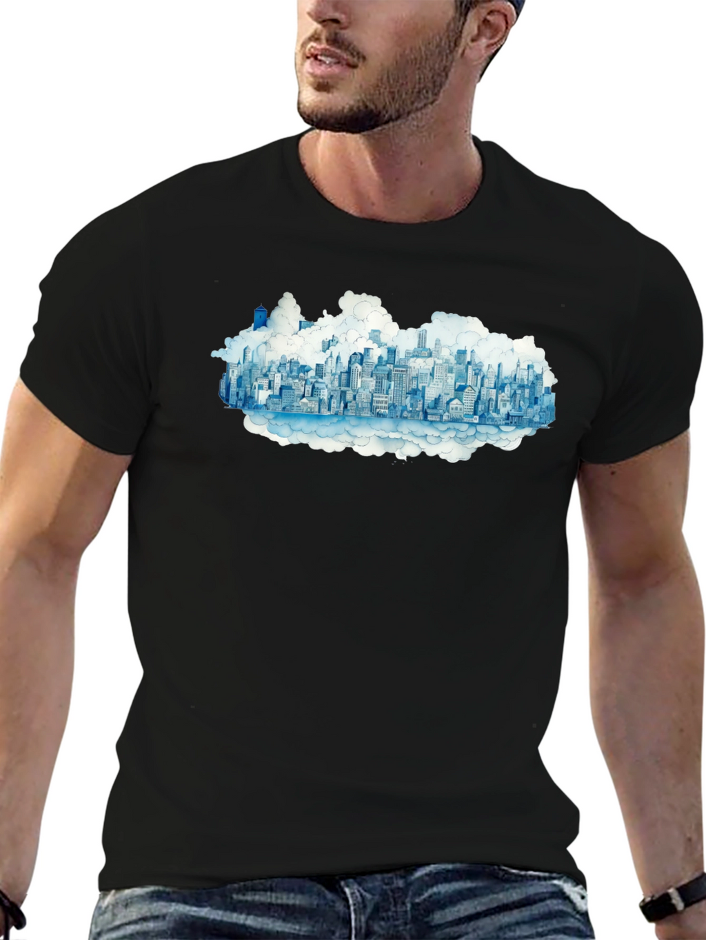 City in the Clouds Black Tee