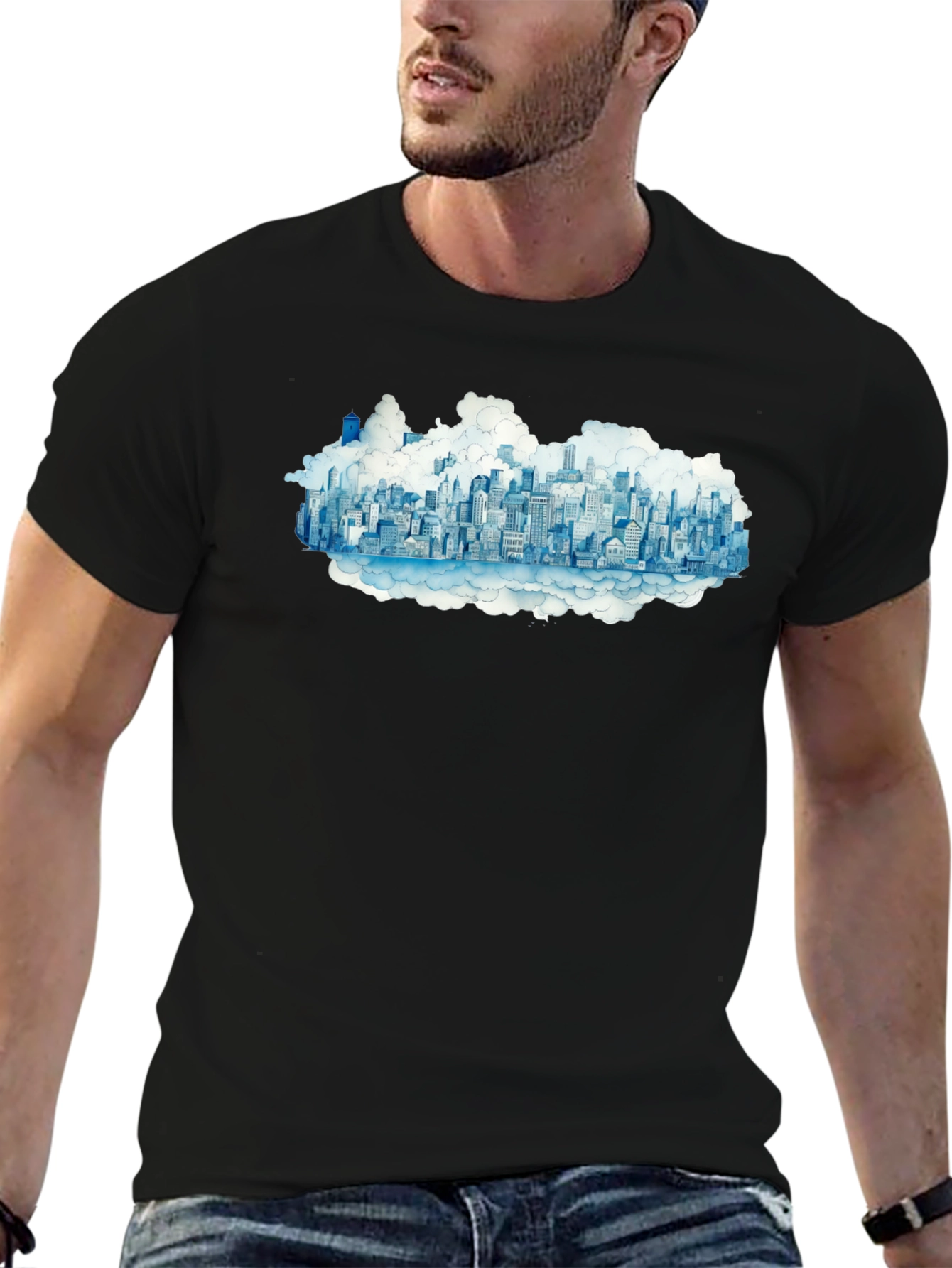 City in the Clouds Black Tee