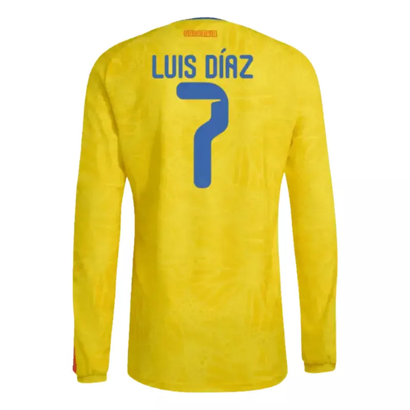 Luis Diaz 2026 Colombia Long Sleeve Home Jersey Back