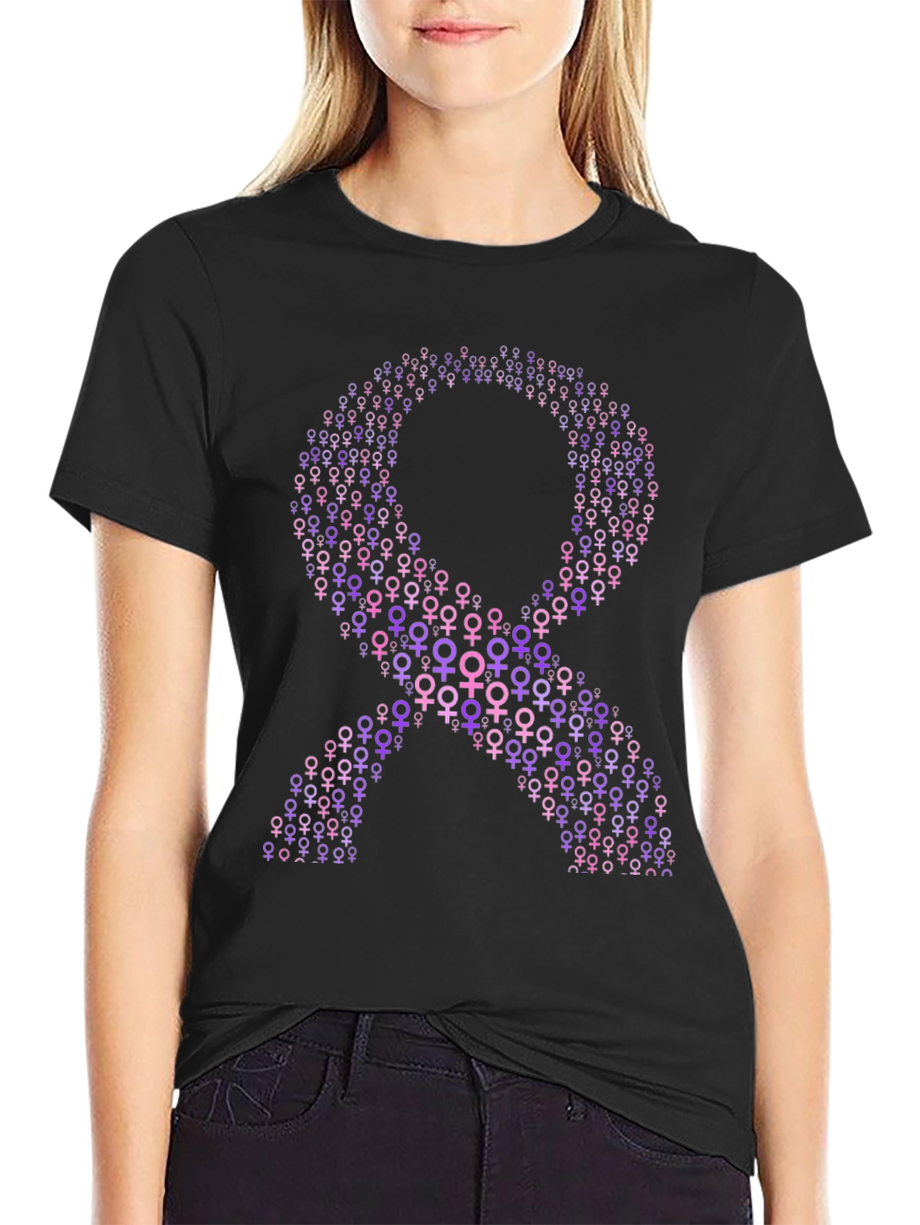 Purple Ribbon T-Shirt - Feminine Symbol Tee