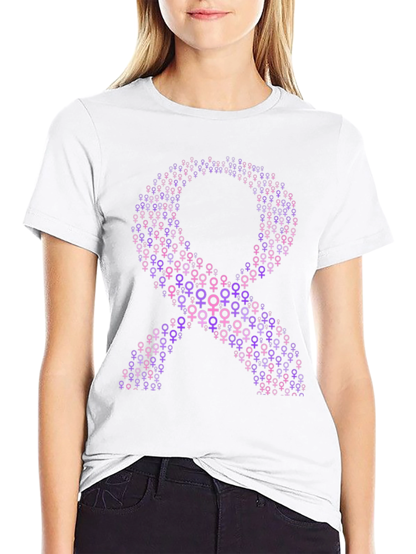 Purple Ribbon T-Shirt - Feminine Symbol Tee