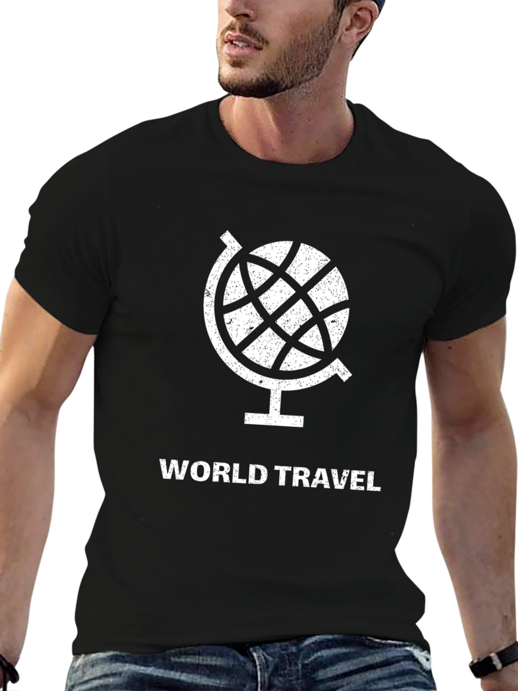 World Travel Globe Graphic T-Shirt - Black
