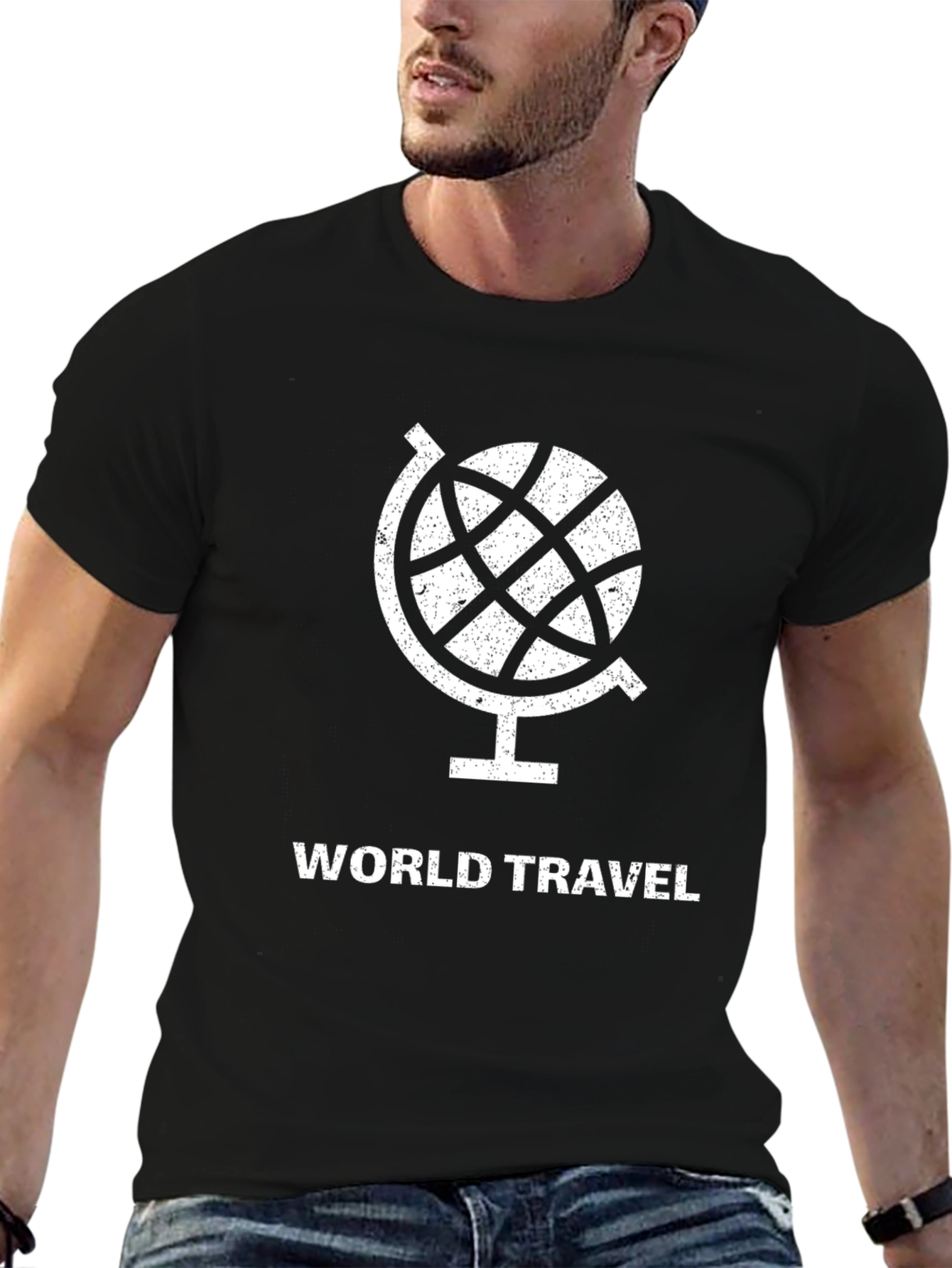 World Travel Globe Graphic T-Shirt - Black