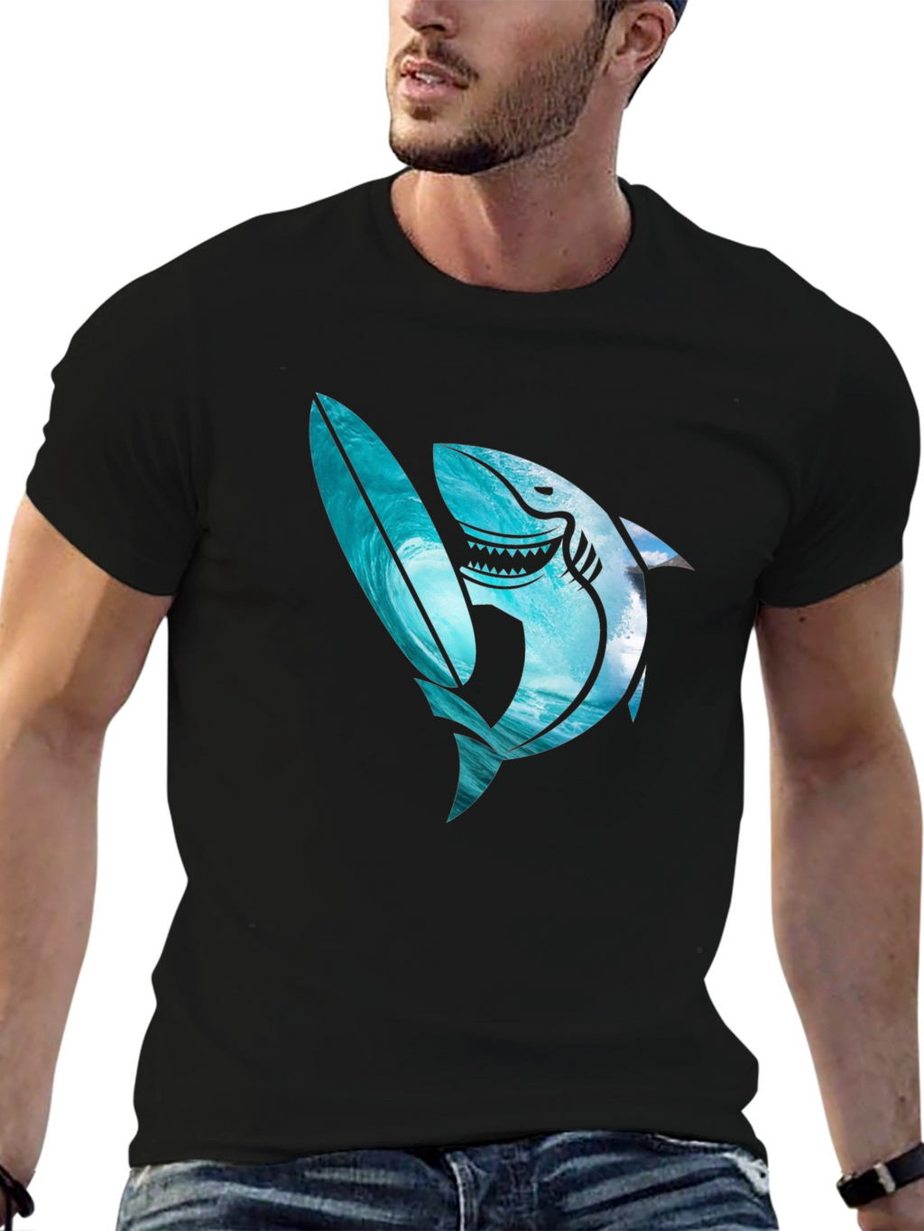 Shark Surfboard Graphic Tee