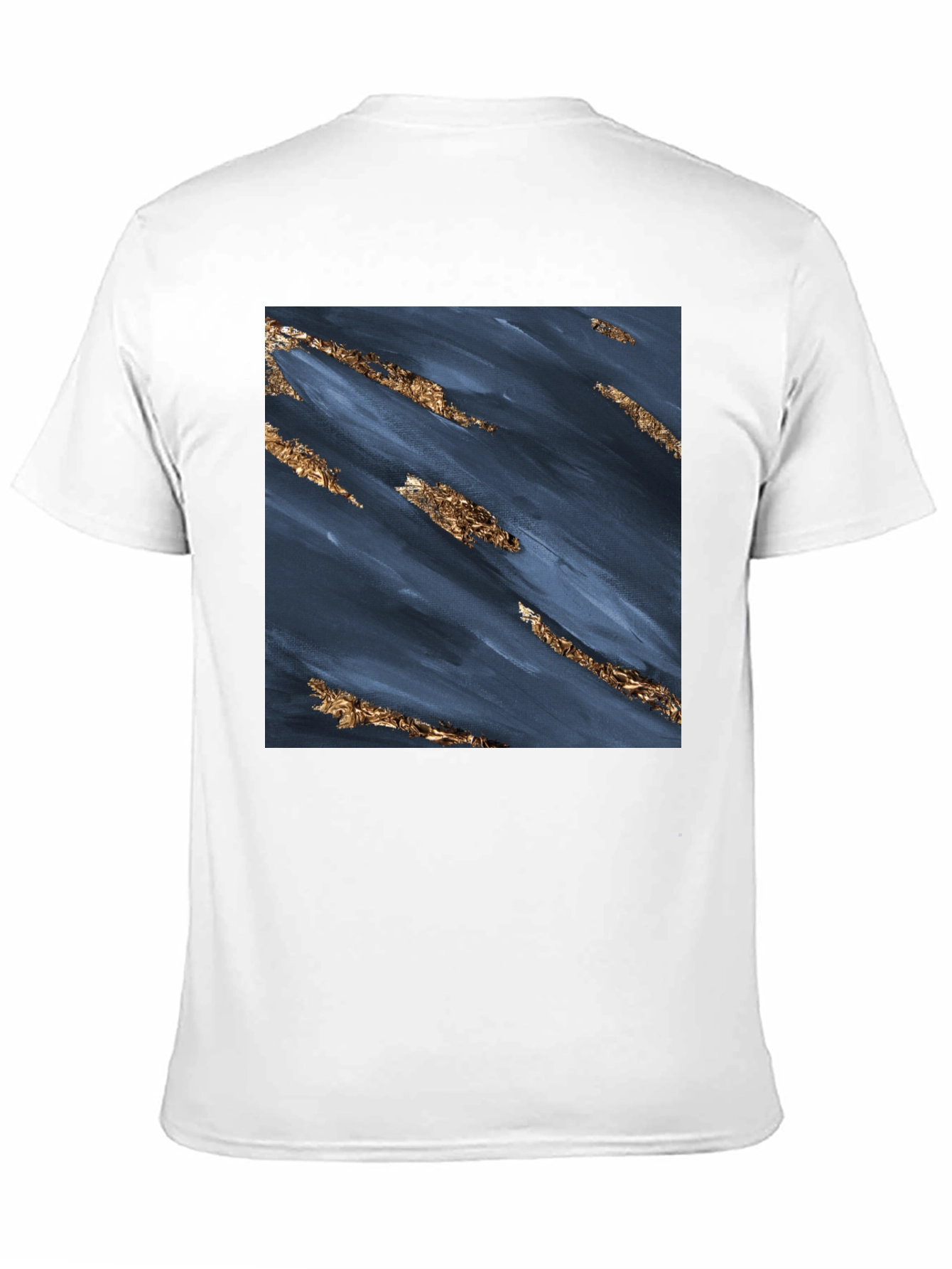 Abstract Navy & Gold Foil Print Black T-Shirt
