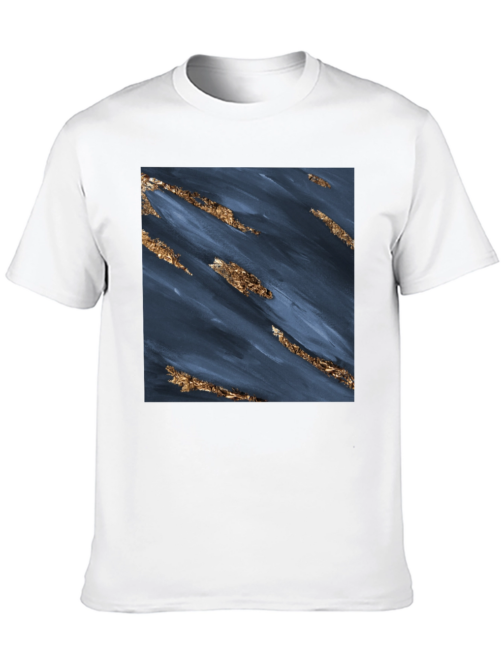 Abstract Navy & Gold Foil Print Black T-Shirt
