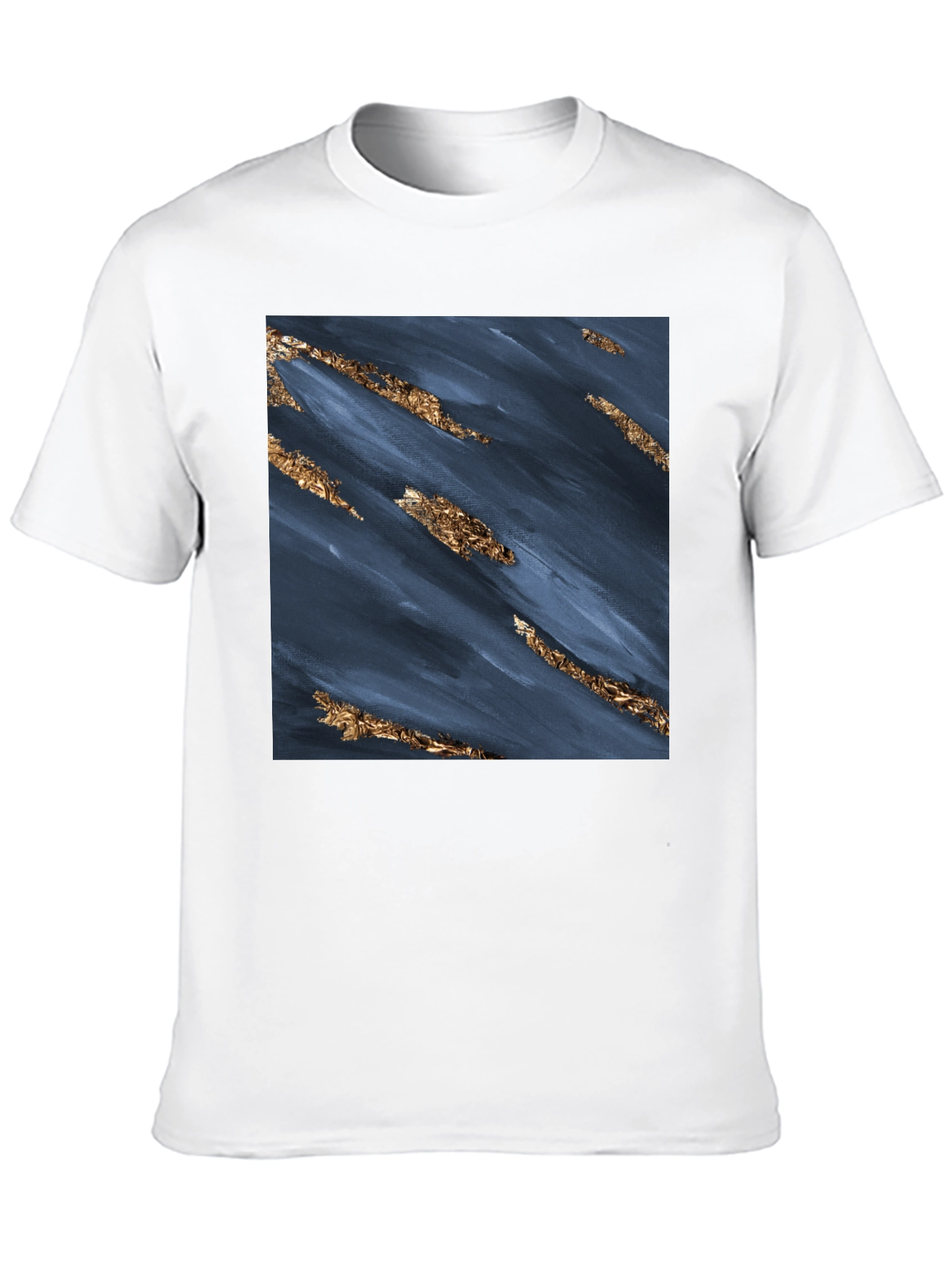 Abstract Navy & Gold Foil Print Black T-Shirt