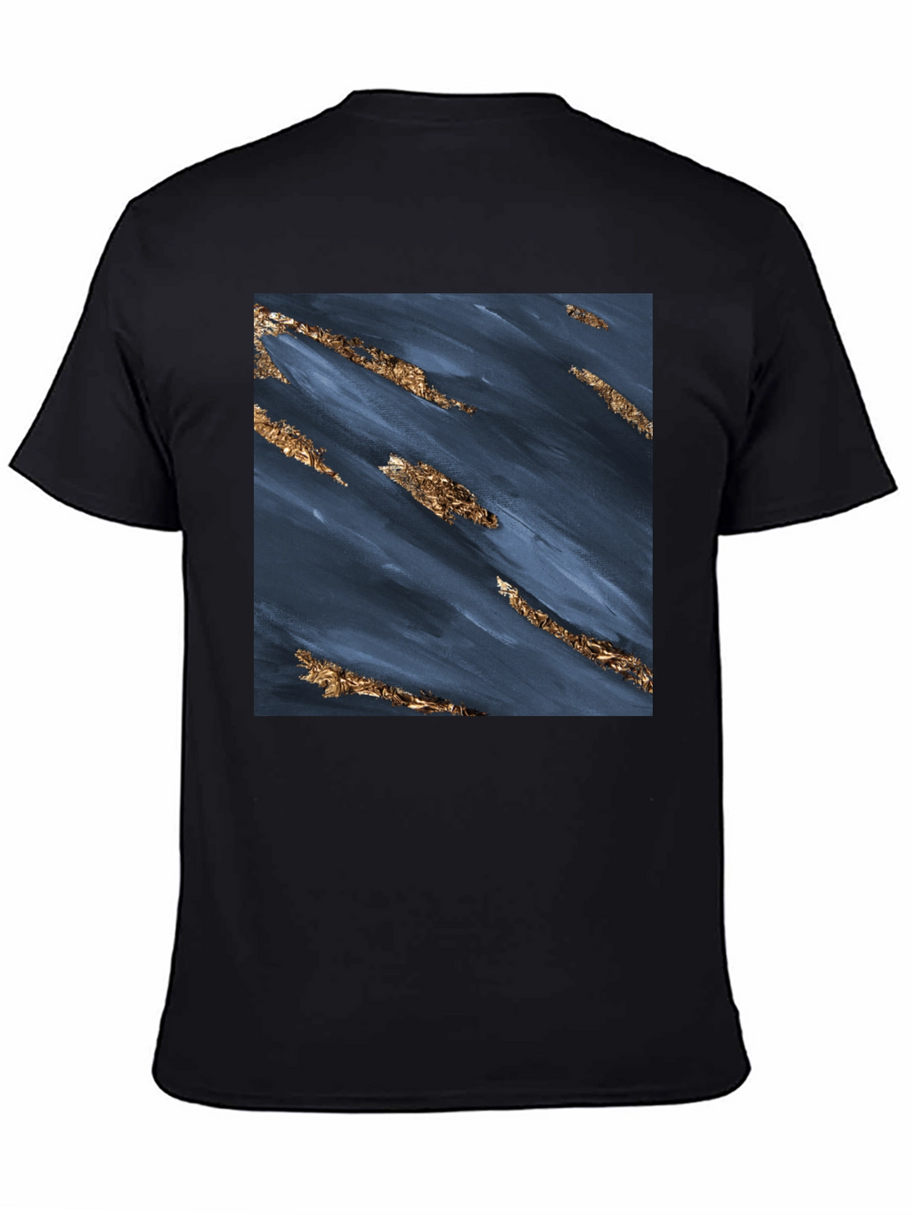 Abstract Navy & Gold Foil Print Black T-Shirt