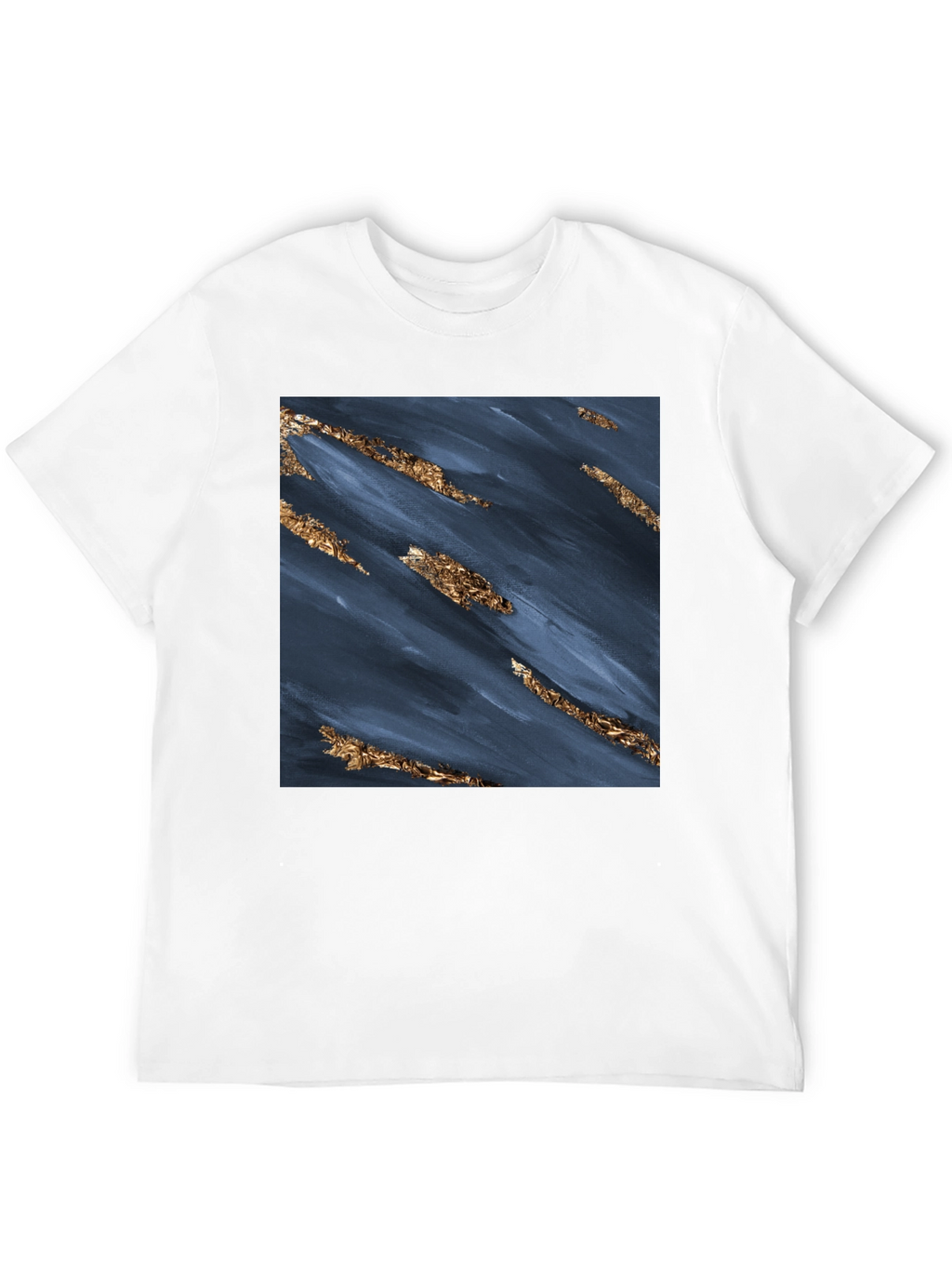 Abstract Navy & Gold Foil Print Black T-Shirt