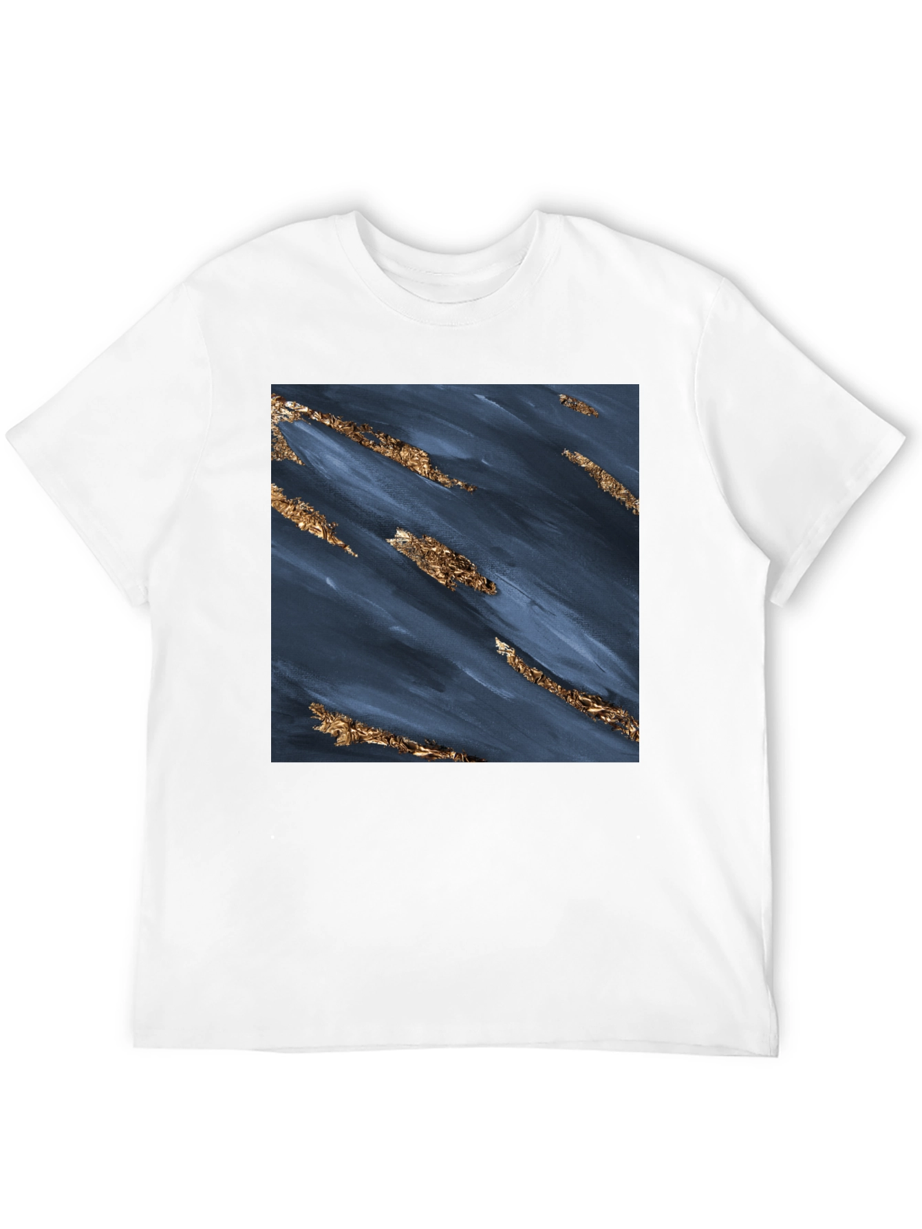 Abstract Navy & Gold Foil Print Black T-Shirt