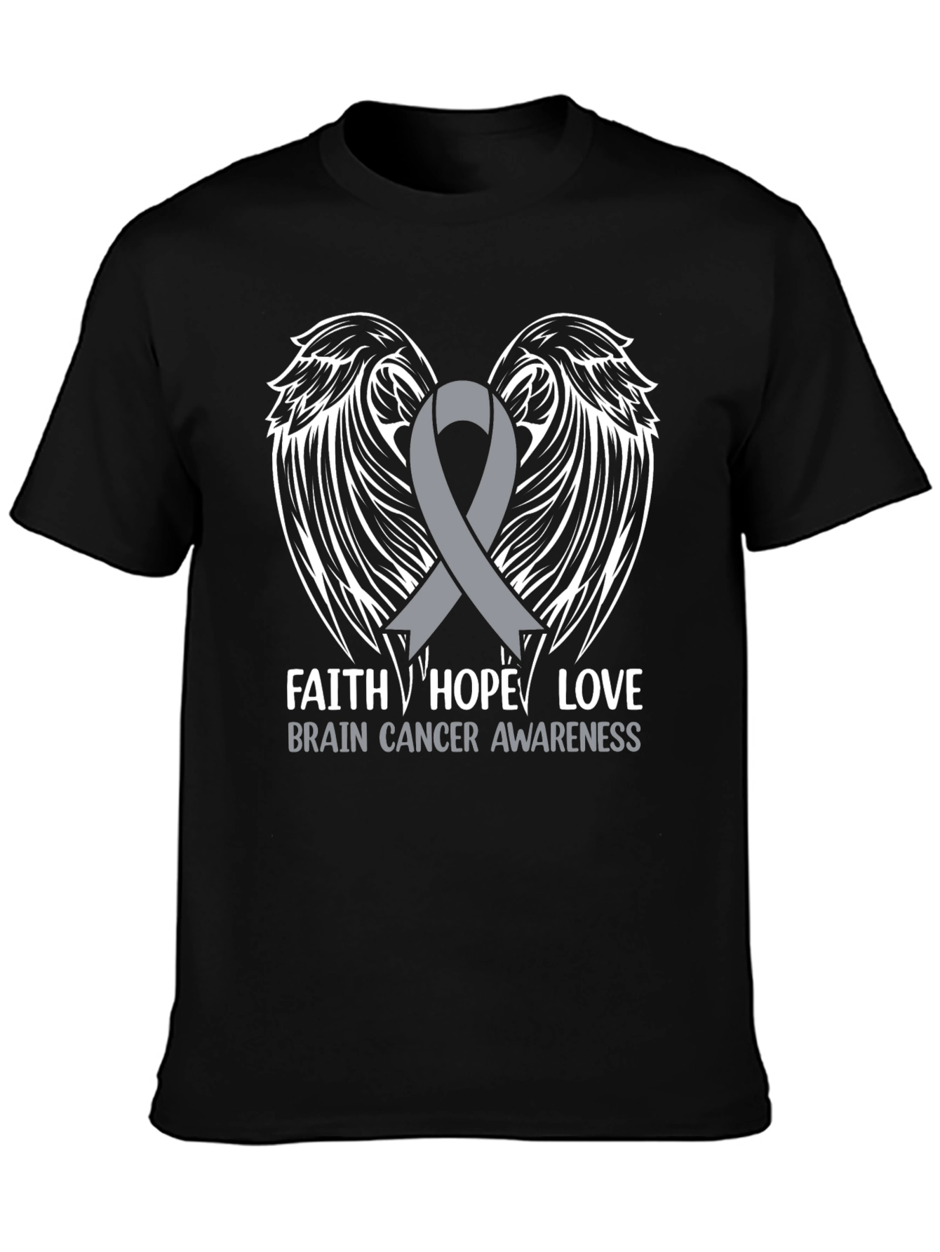 Brain Cancer Awareness Ribbon Wings T-Shirt