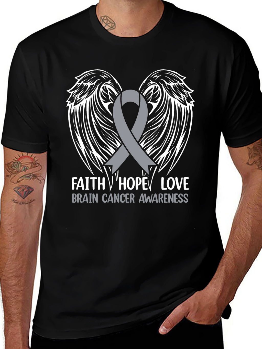 Brain Cancer Awareness Ribbon Wings T-Shirt