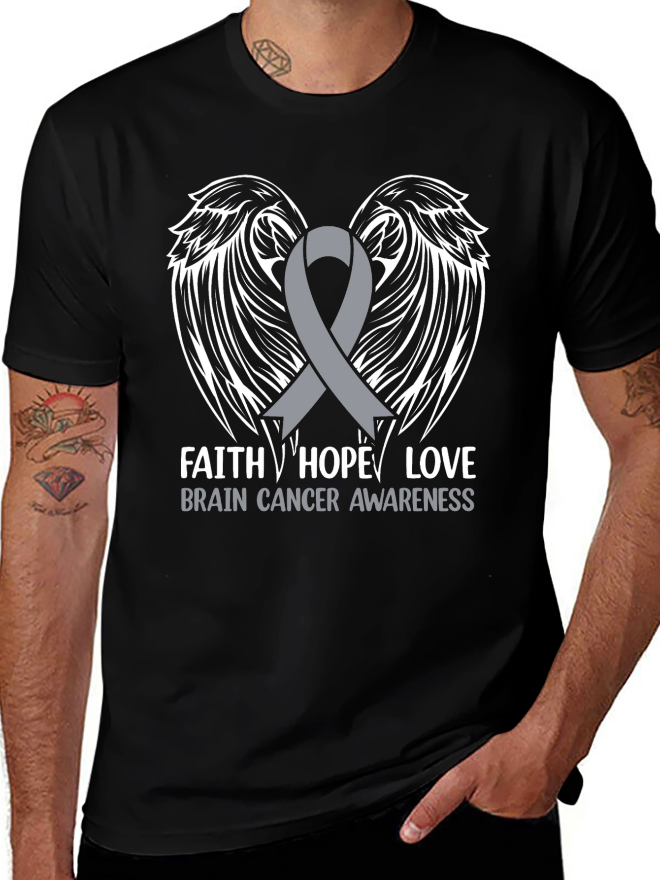 Brain Cancer Awareness Ribbon Wings T-Shirt