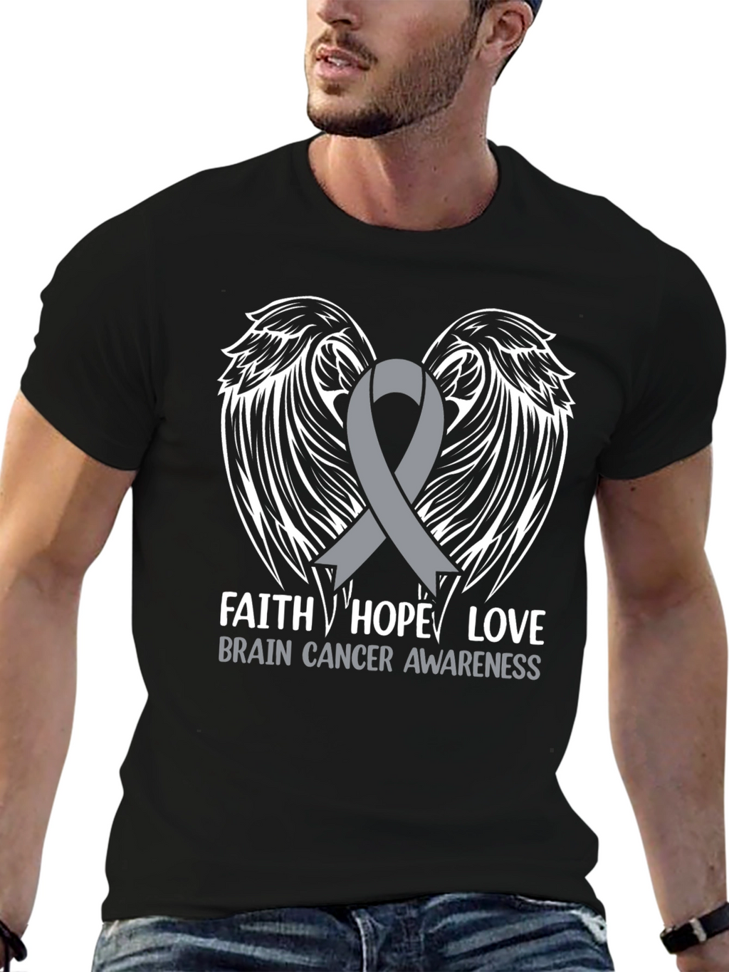 Brain Cancer Awareness Ribbon Wings T-Shirt