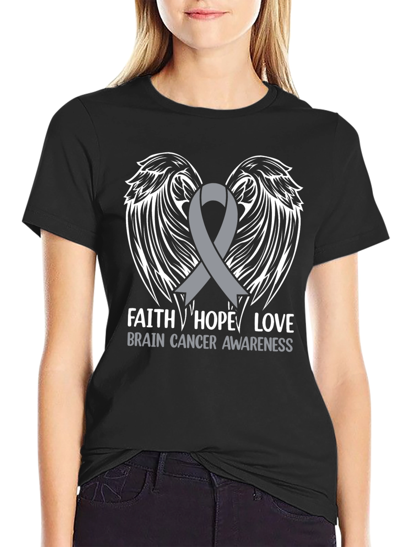 Brain Cancer Awareness Ribbon Wings T-Shirt