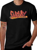 Enemy T-Shirt Black Graphic Novelty Baseball Bat Tee