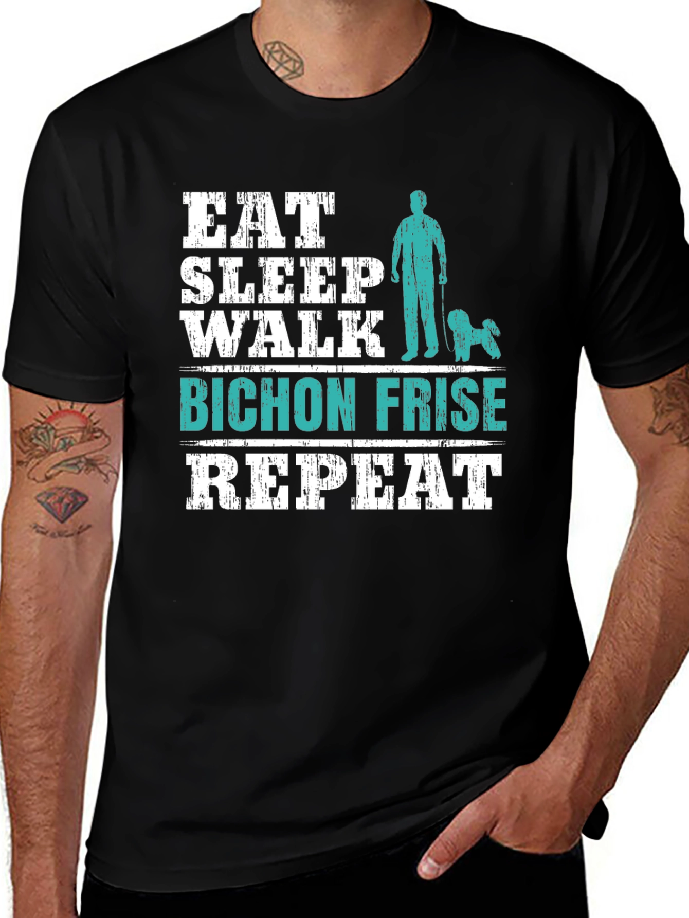 Eat Sleep Walk Bichon Frise Repeat T-Shirt