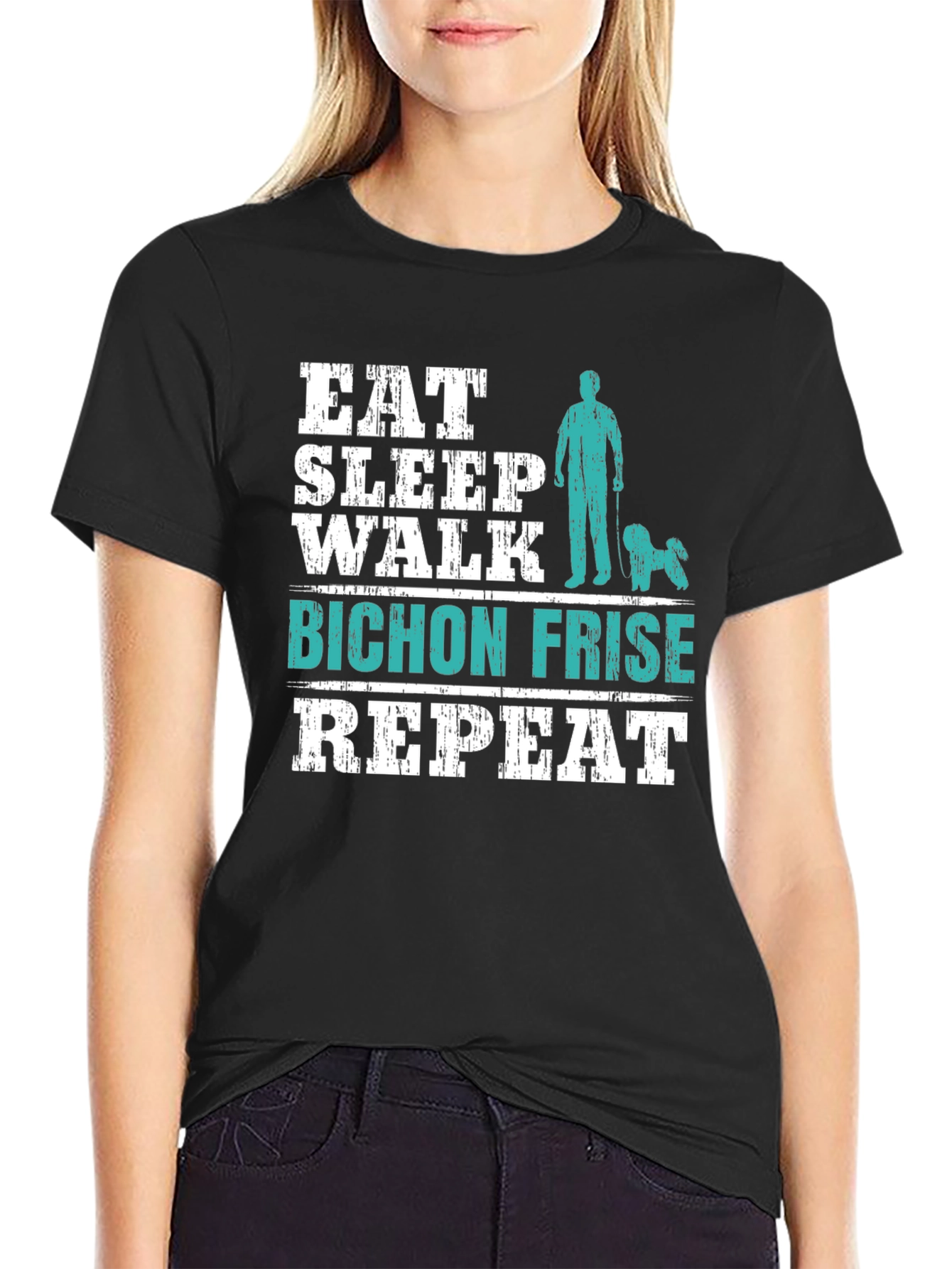 Eat Sleep Walk Bichon Frise Repeat T-Shirt