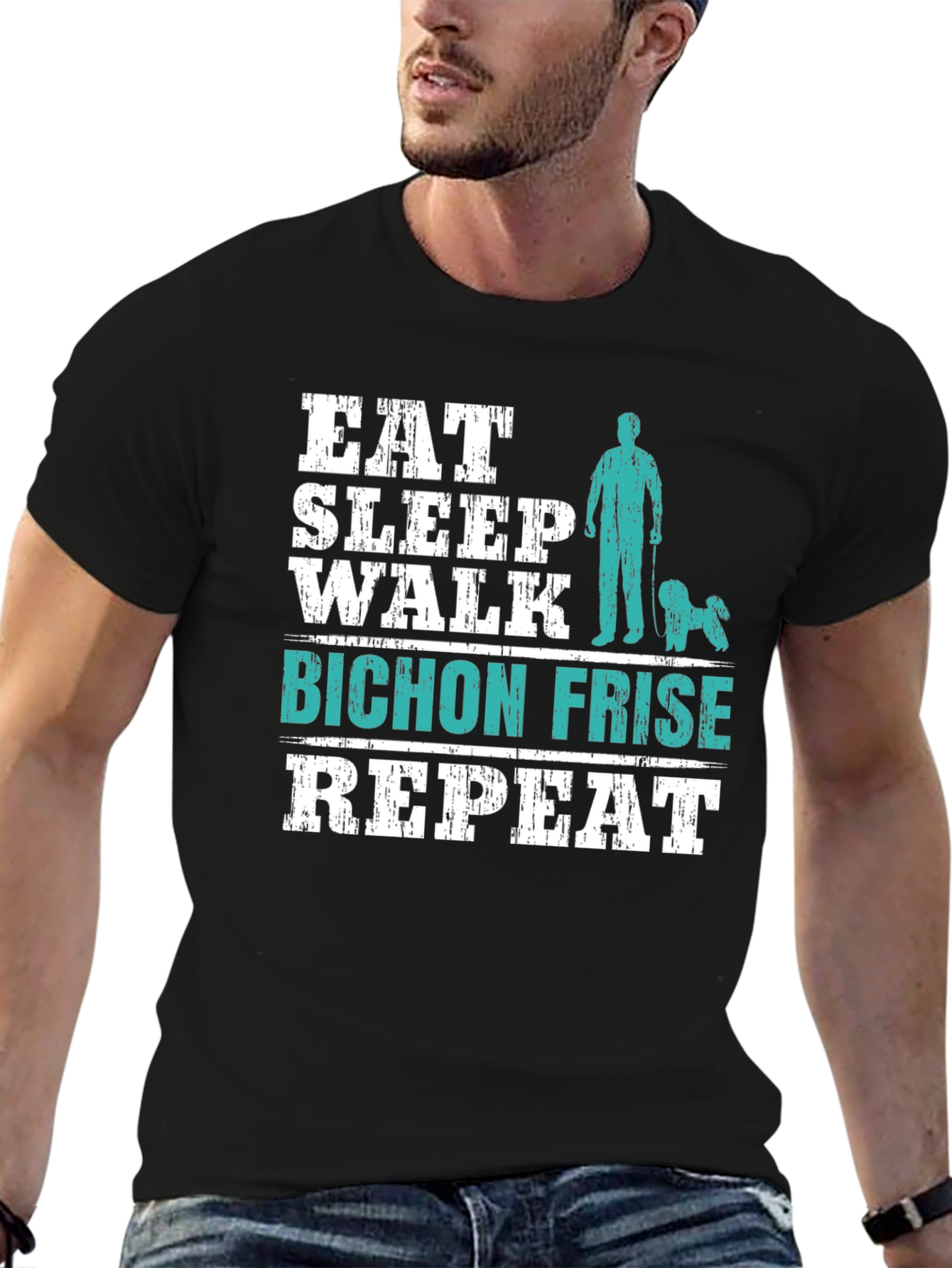 Eat Sleep Walk Bichon Frise Repeat T-Shirt