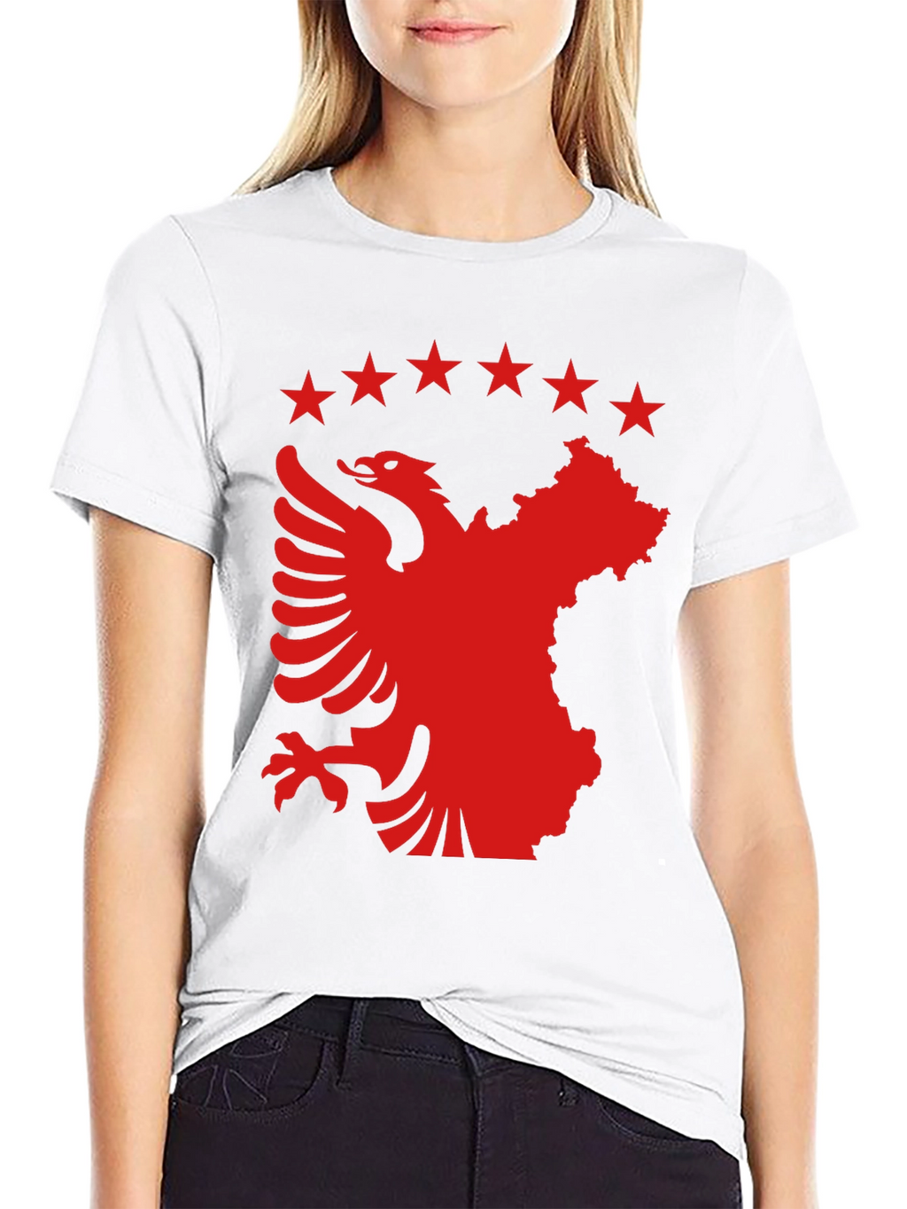 Albania Kosovo T-Shirt | Eagle & Stars Black Tee