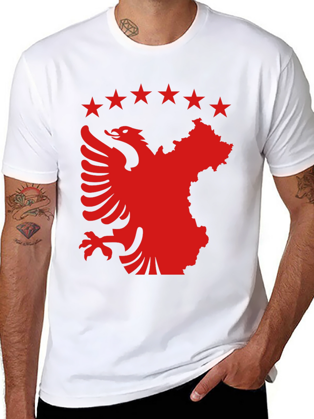 Albania Kosovo T-Shirt | Eagle & Stars Black Tee