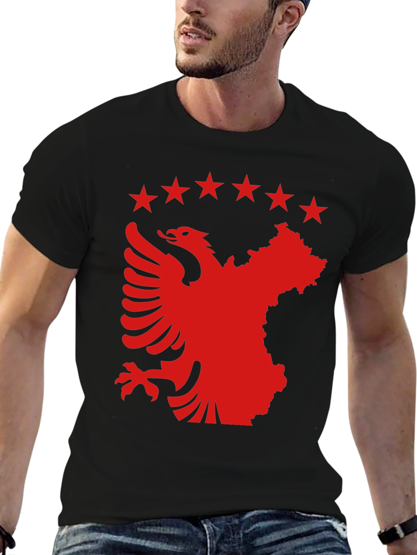 Albania Kosovo T-Shirt | Eagle & Stars Black Tee