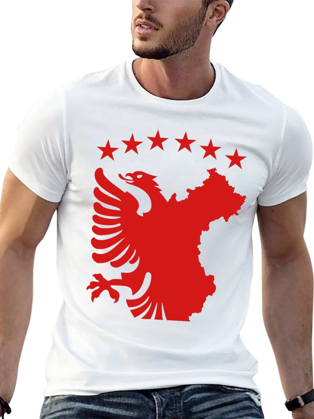 Albania Kosovo T-Shirt | Eagle & Stars Black Tee