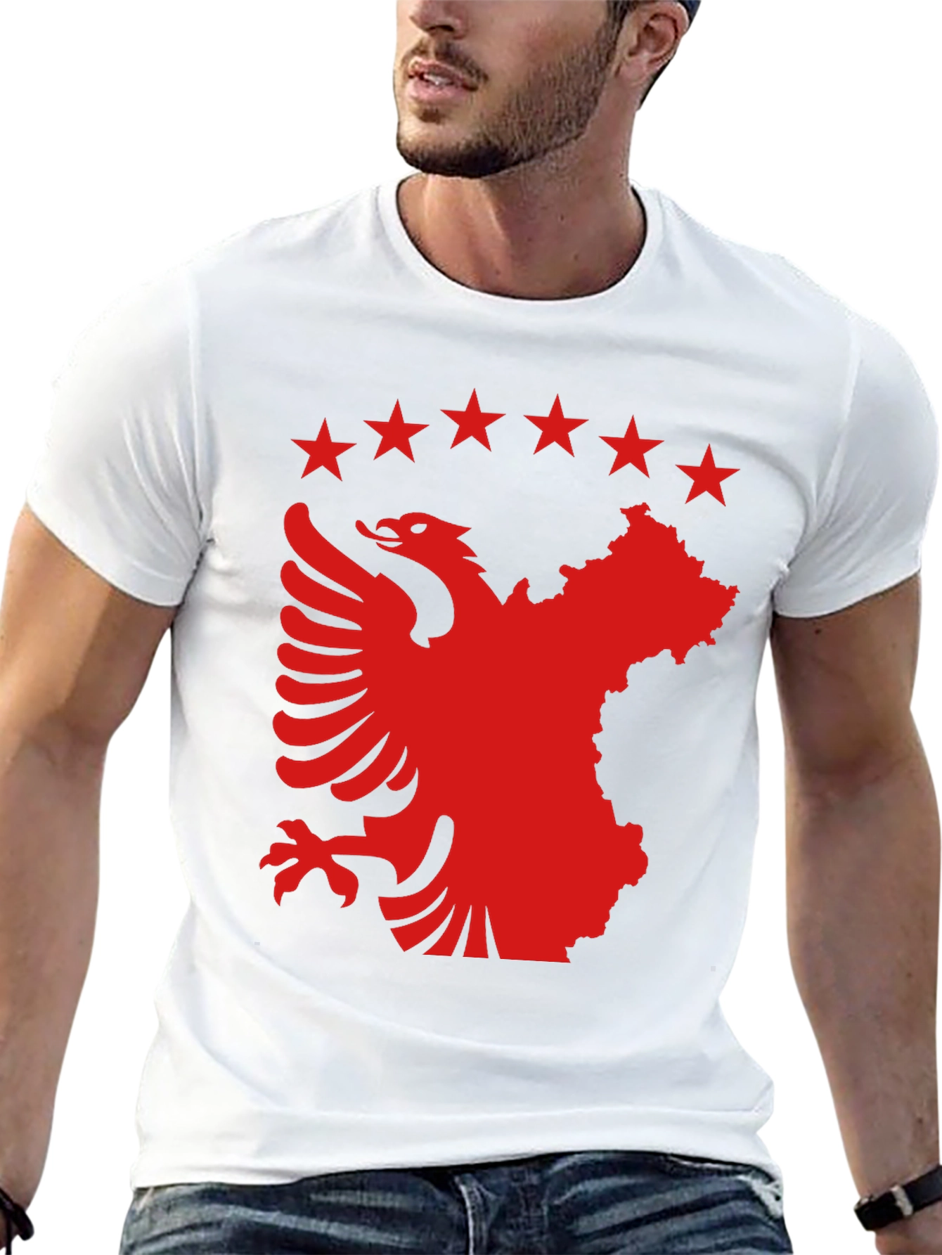 Albania Kosovo T-Shirt | Eagle & Stars Black Tee