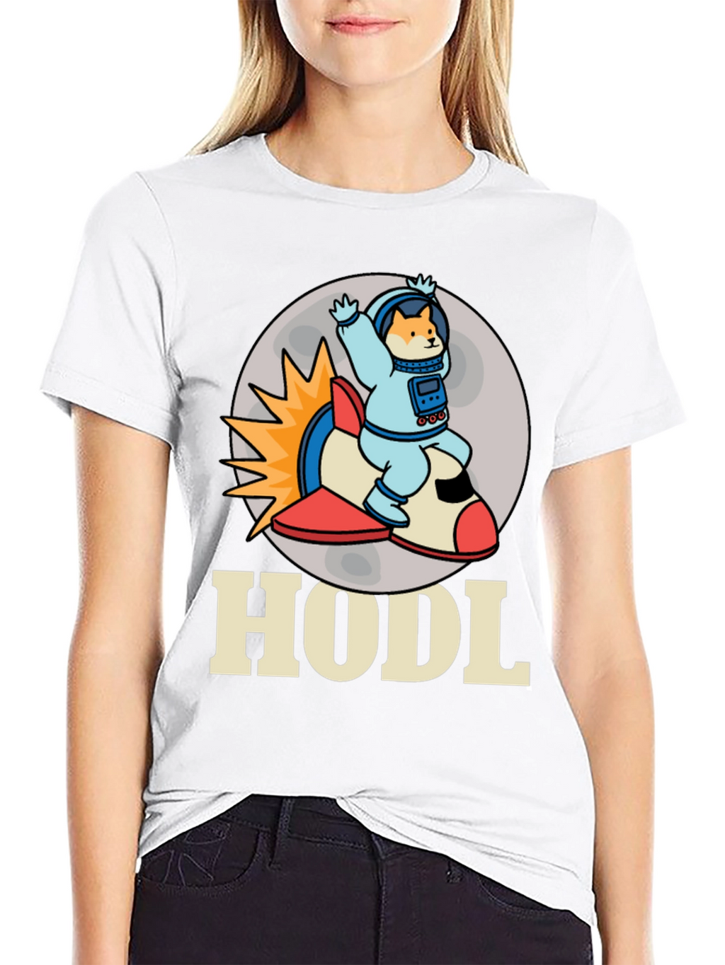 HODL Doge Astronaut T-Shirt - Black Crypto Tee