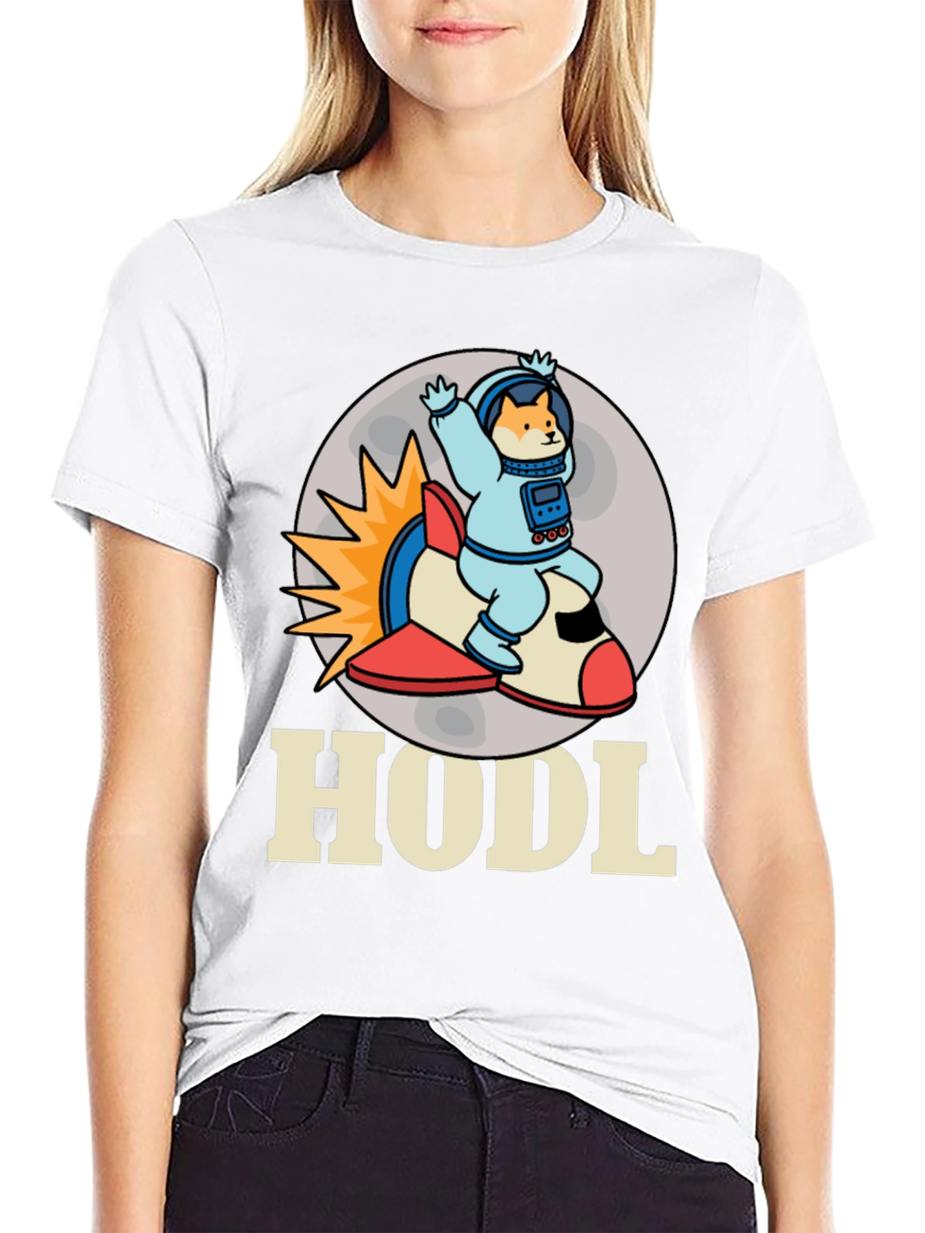 HODL Doge Astronaut T-Shirt - Black Crypto Tee