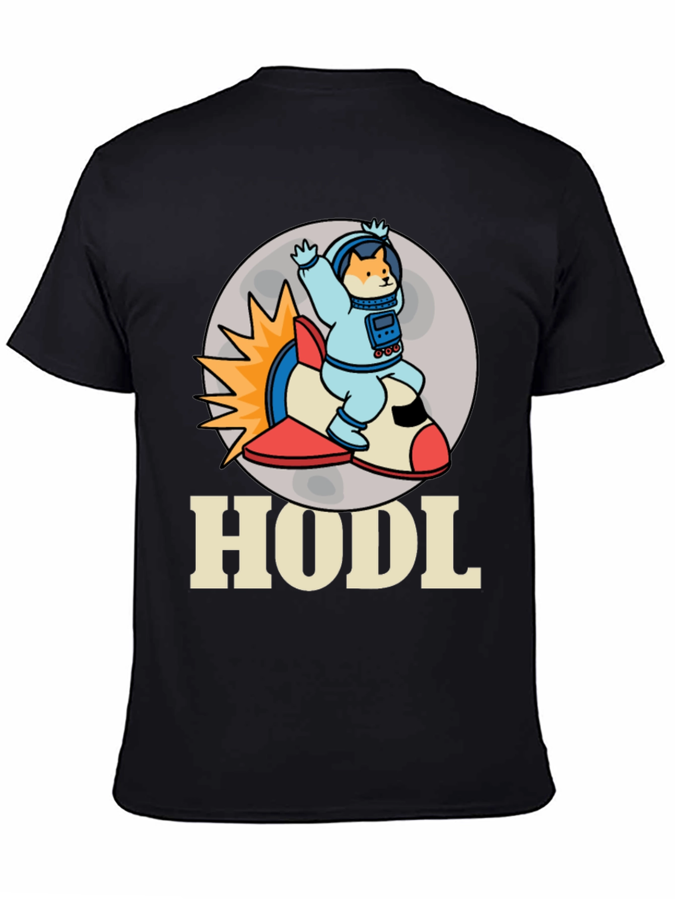 HODL Doge Astronaut T-Shirt - Black Crypto Tee