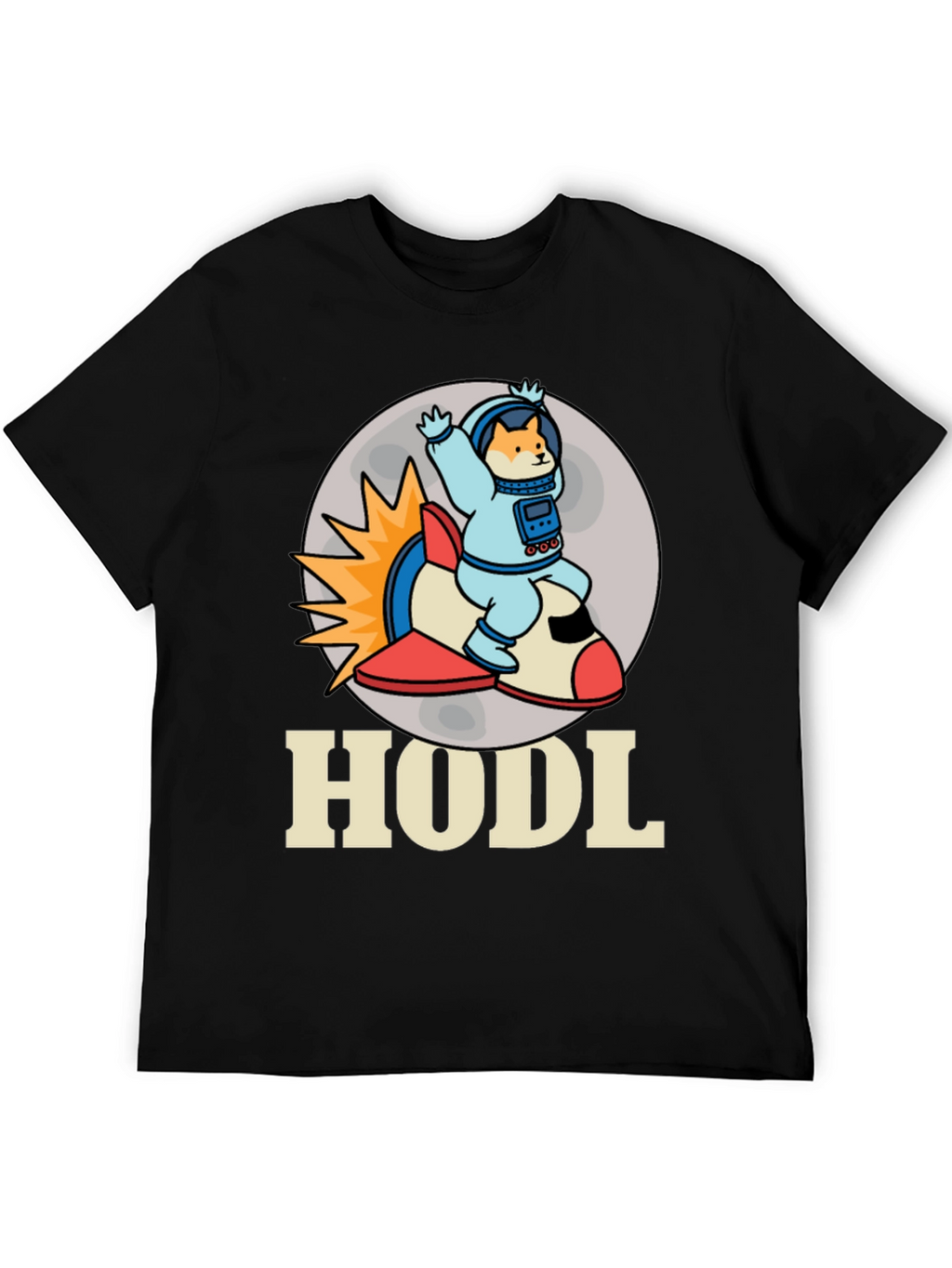 HODL Doge Astronaut T-Shirt - Black Crypto Tee