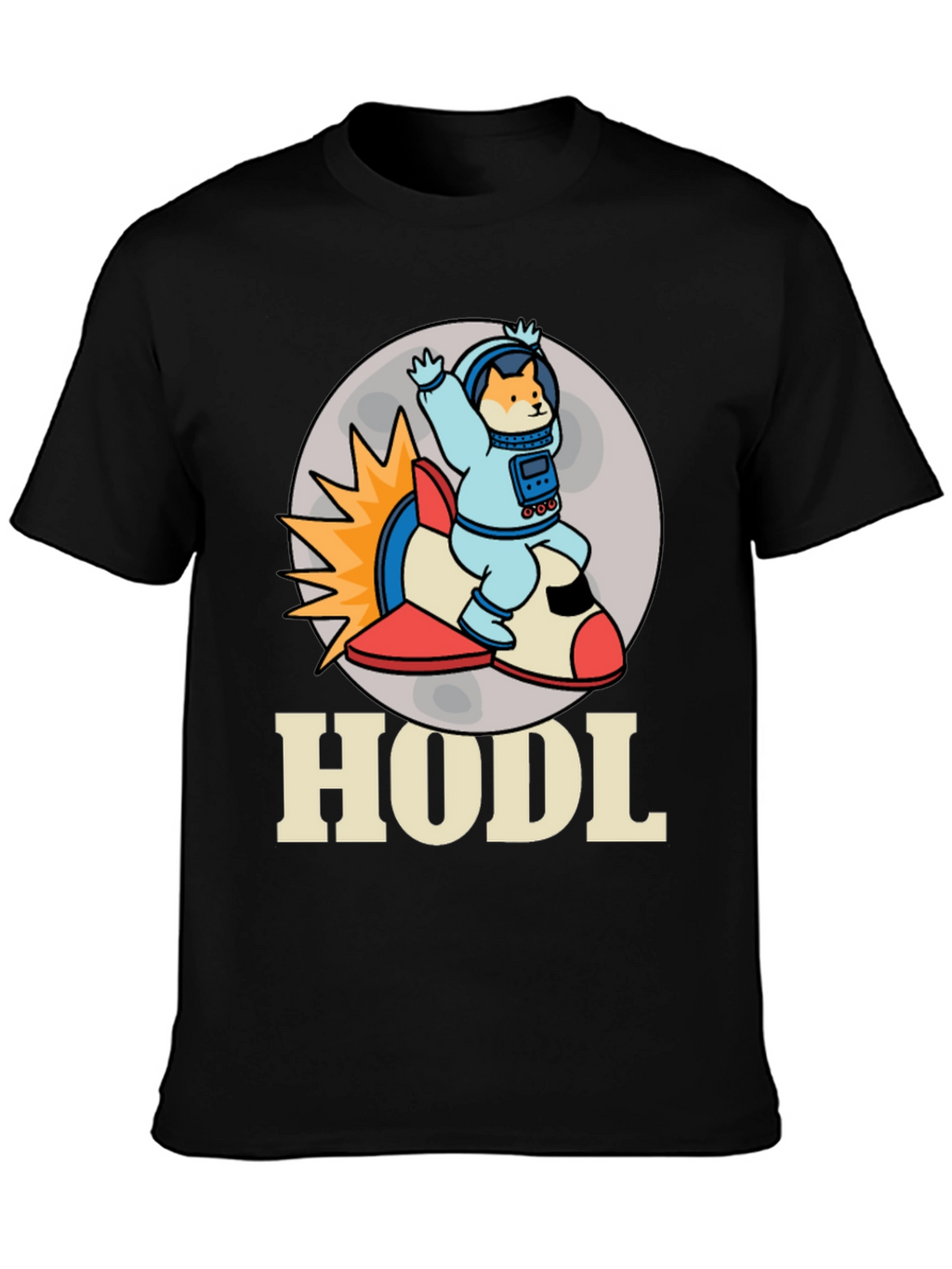 HODL Doge Astronaut T-Shirt - Black Crypto Tee