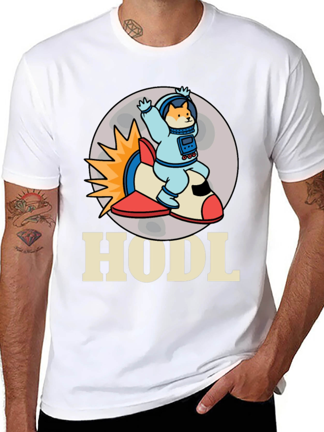 HODL Doge Astronaut T-Shirt - Black Crypto Tee