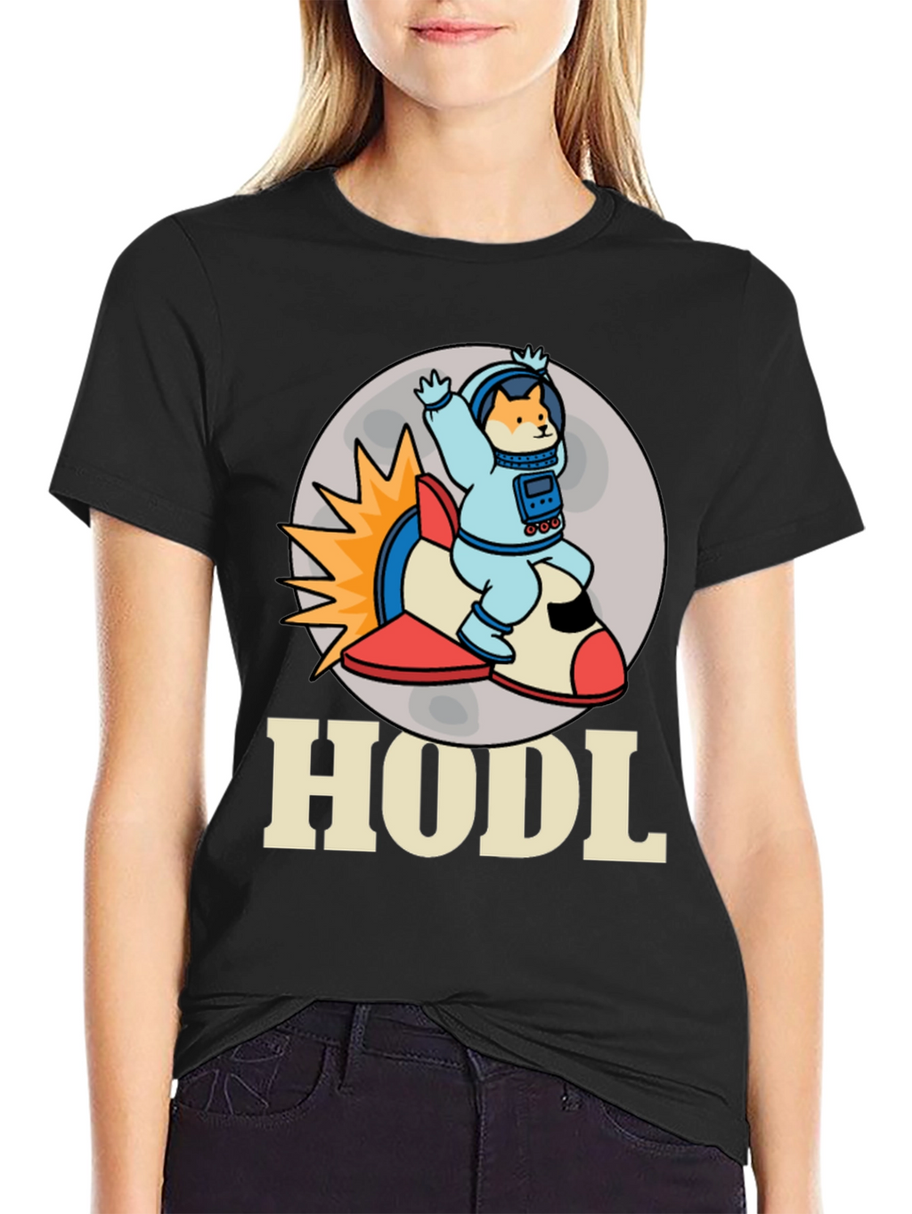 HODL Doge Astronaut T-Shirt - Black Crypto Tee
