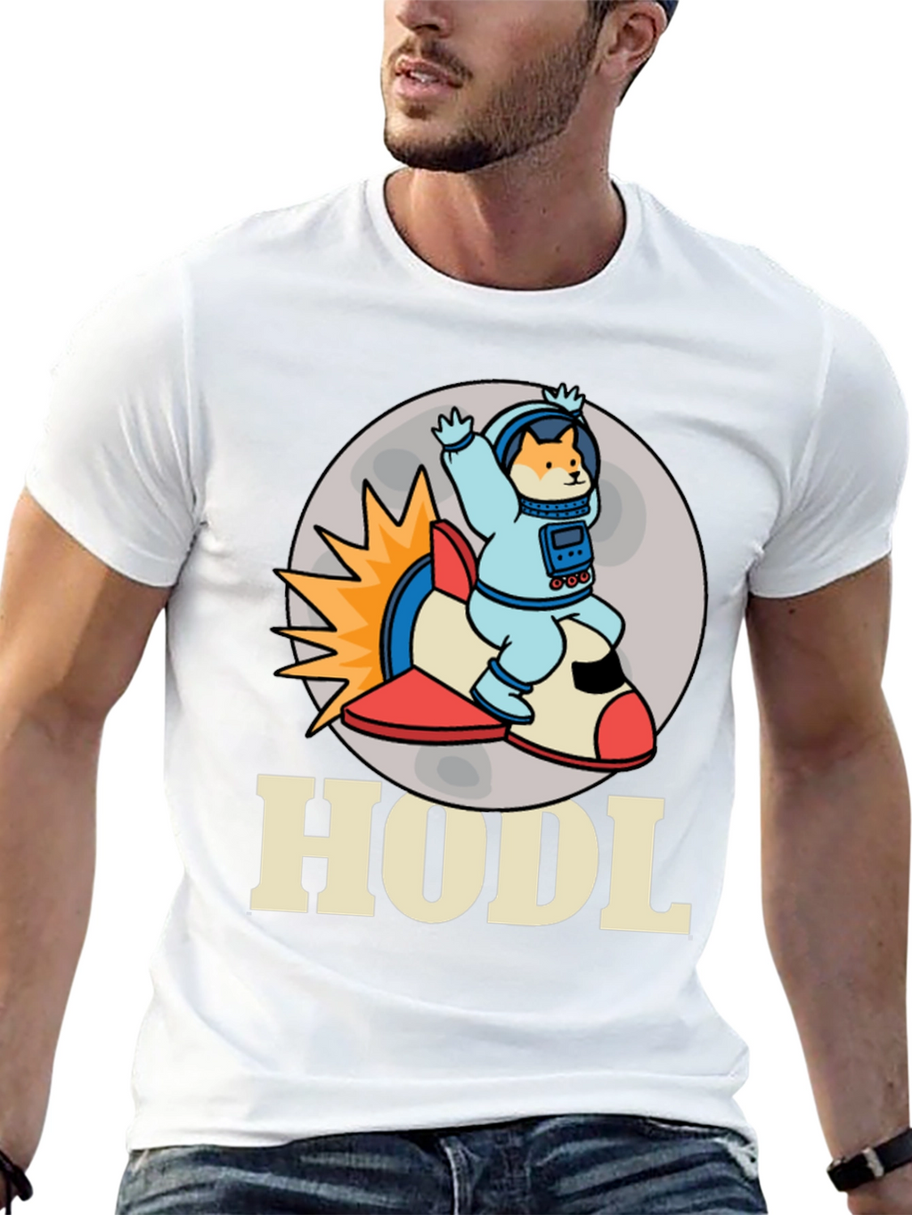 HODL Doge Astronaut T-Shirt - Black Crypto Tee