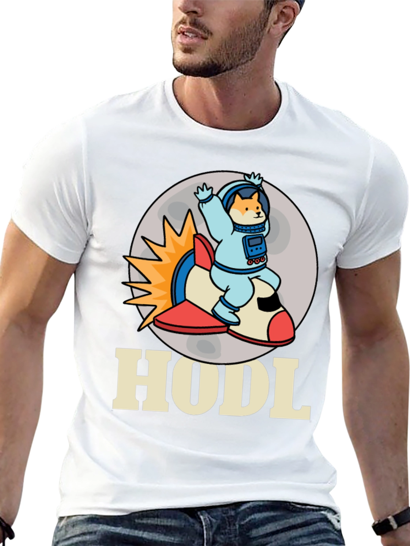 HODL Doge Astronaut T-Shirt - Black Crypto Tee