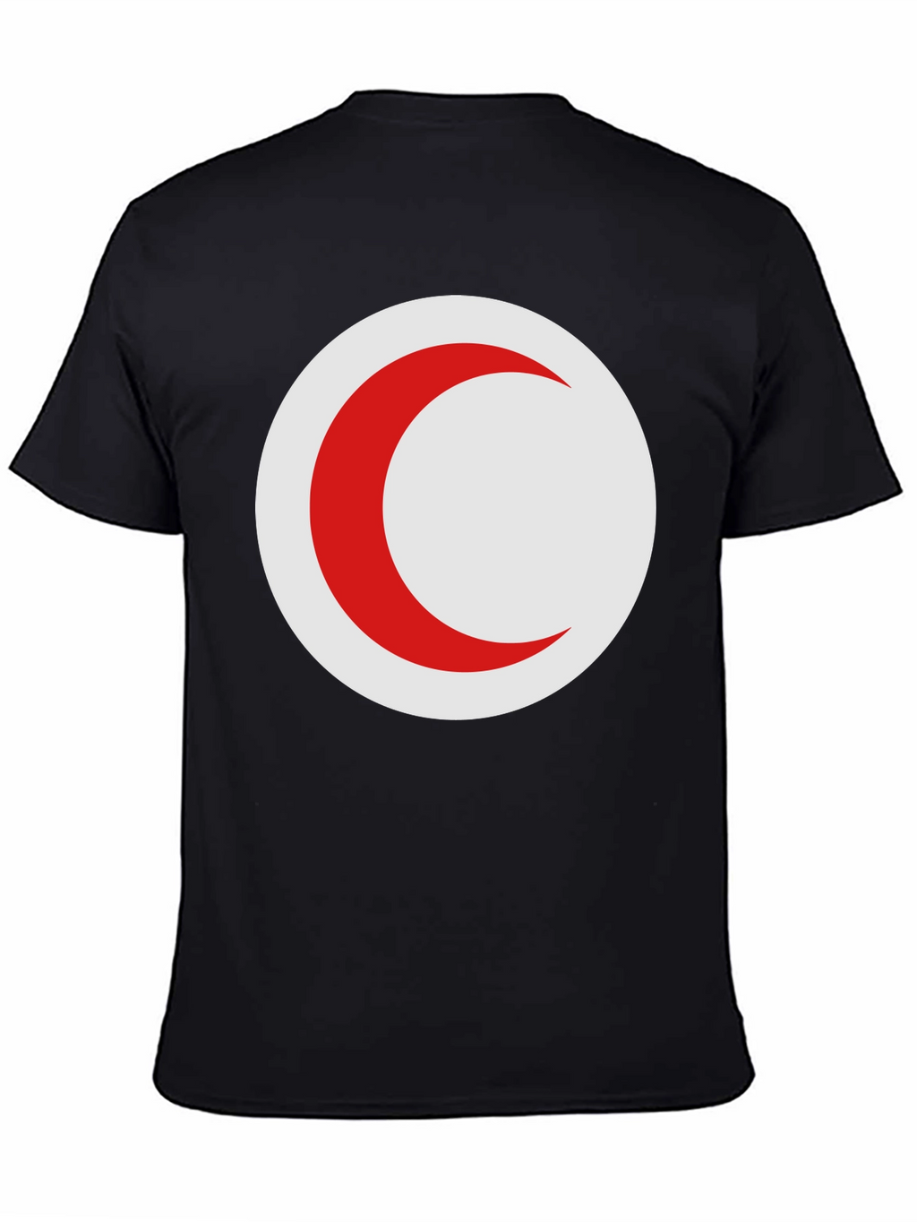 Red Crescent Moon on Black T-Shirt