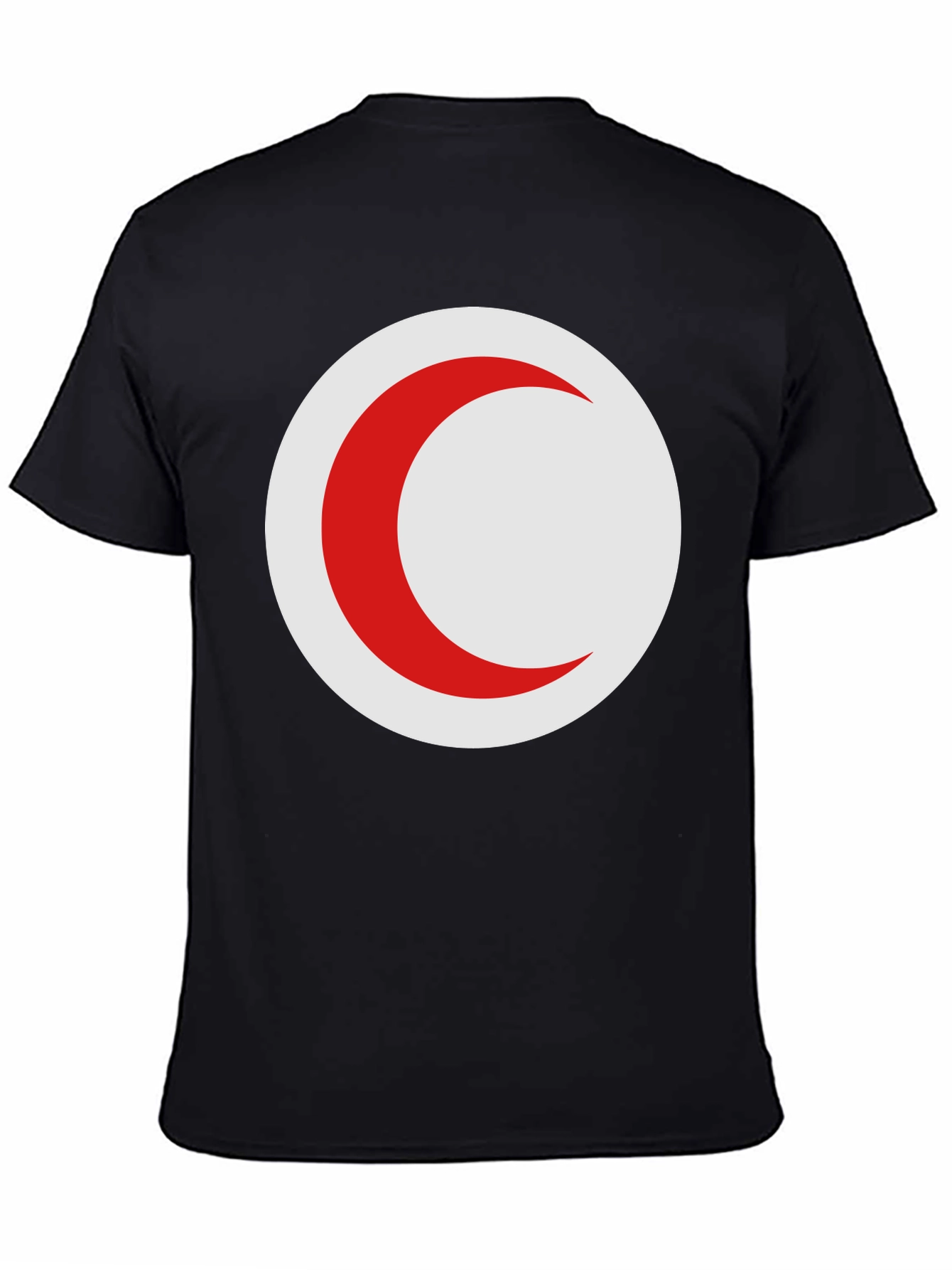 Red Crescent Moon on Black T-Shirt