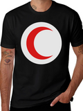 Red Crescent Moon on Black T-Shirt
