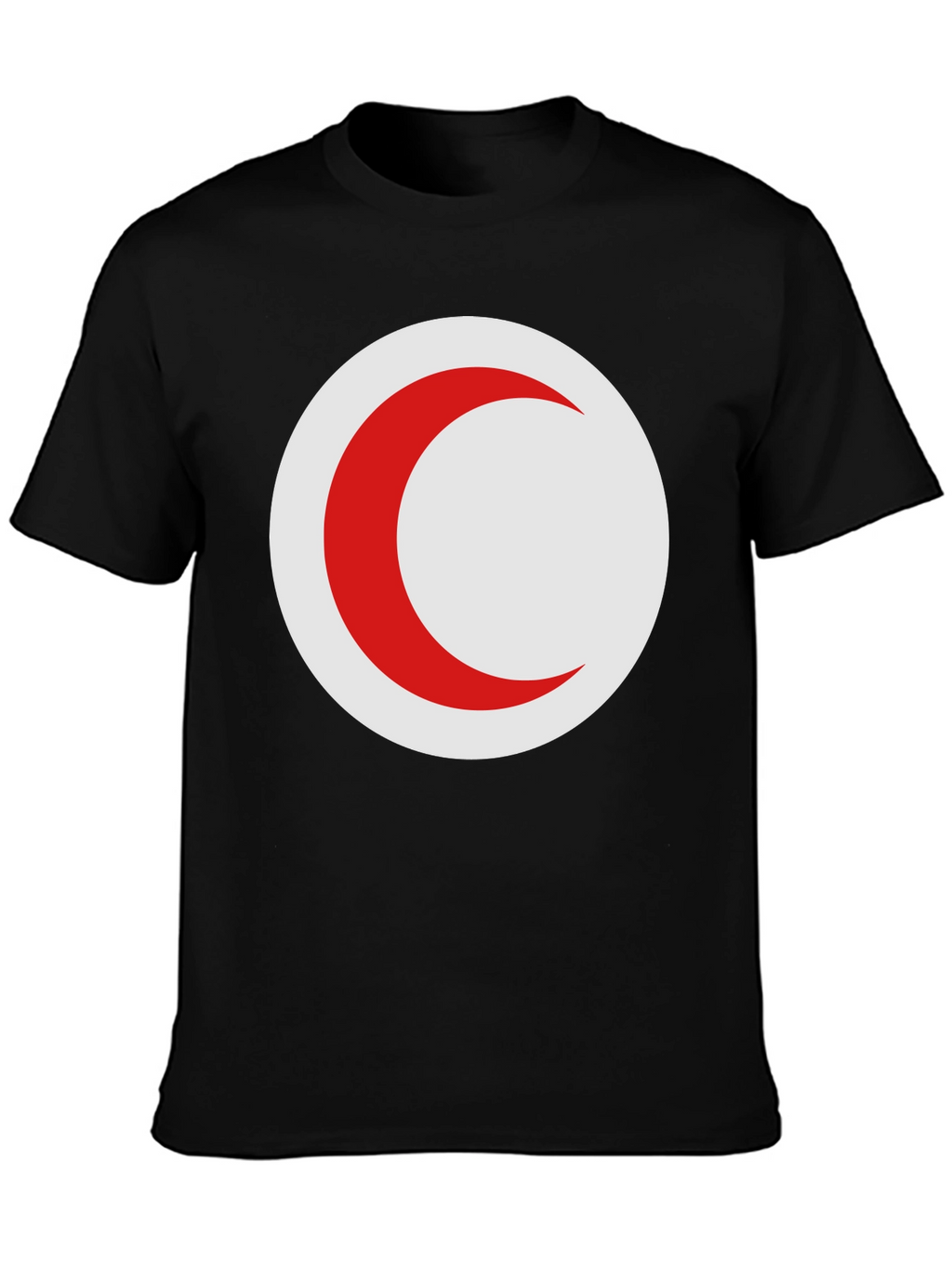 Red Crescent Moon on Black T-Shirt