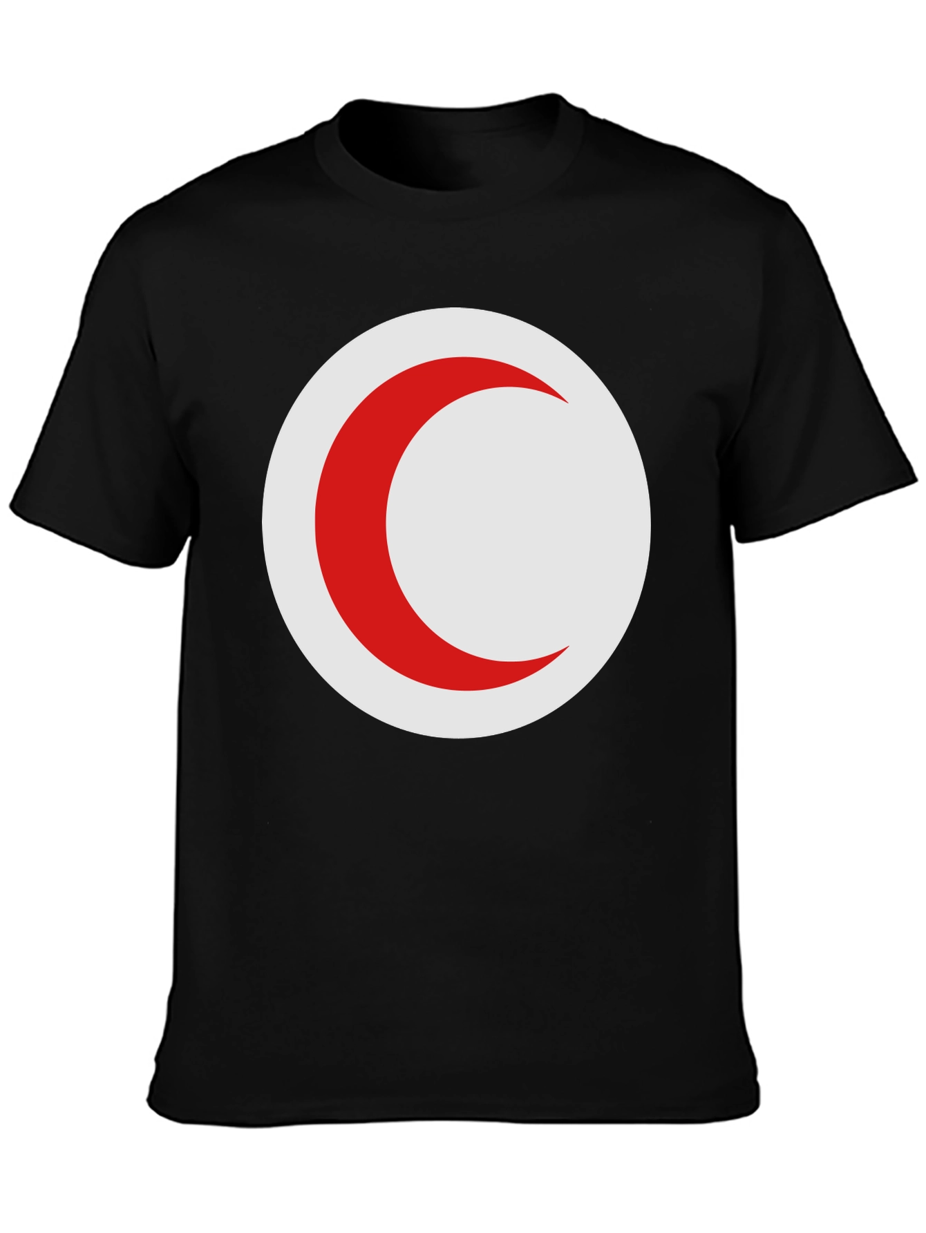Red Crescent Moon on Black T-Shirt