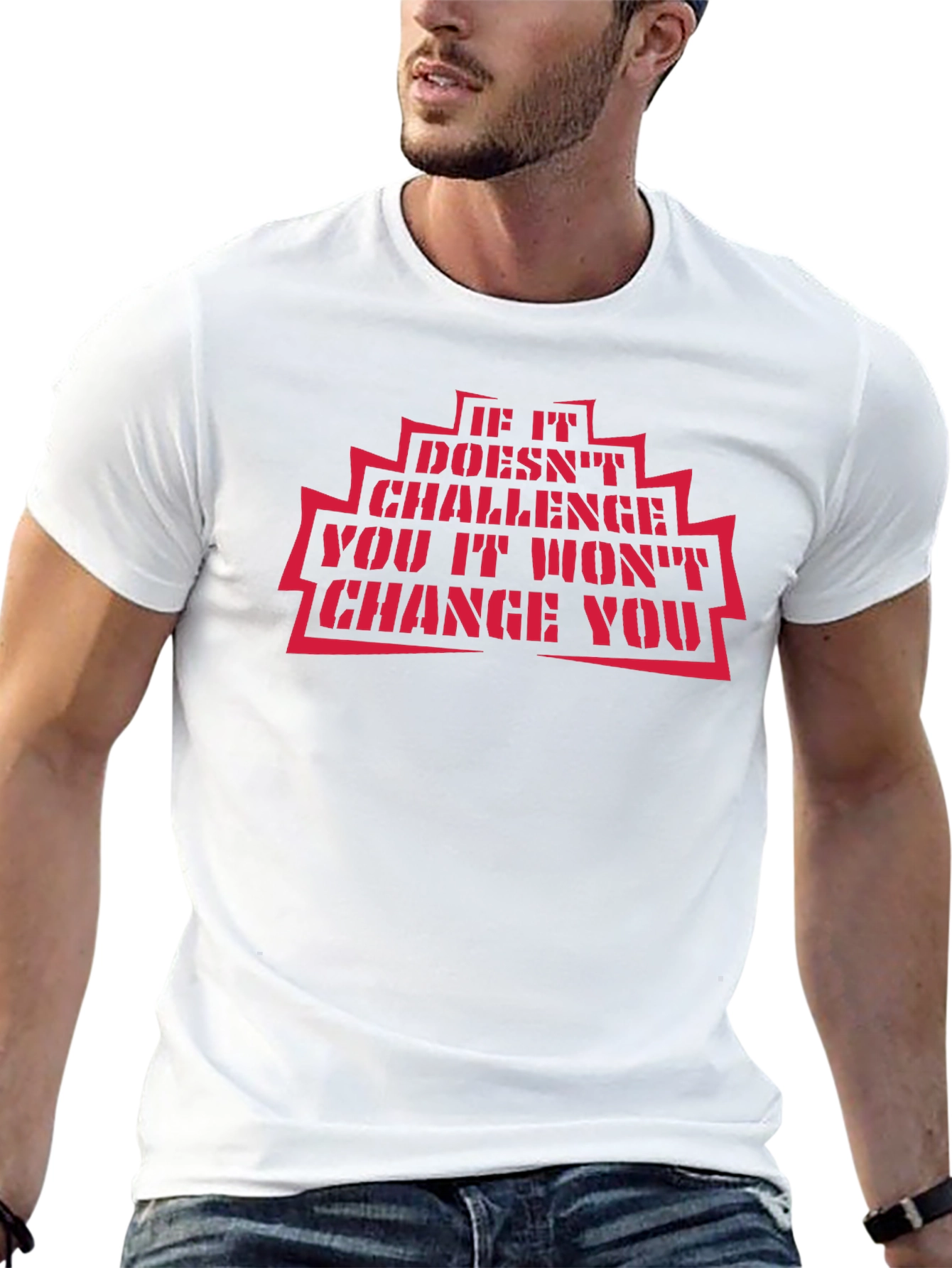 Motivational Black T-Shirt: Challenge and Change Quote