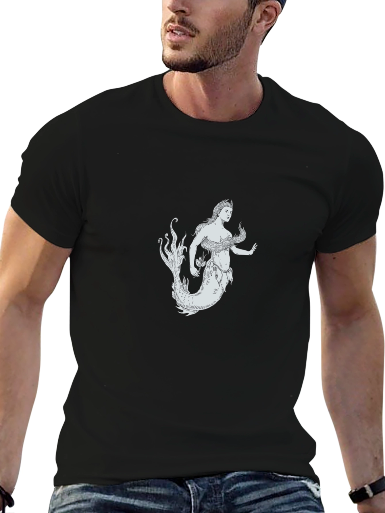 Mermaid Graphic Black T-Shirt